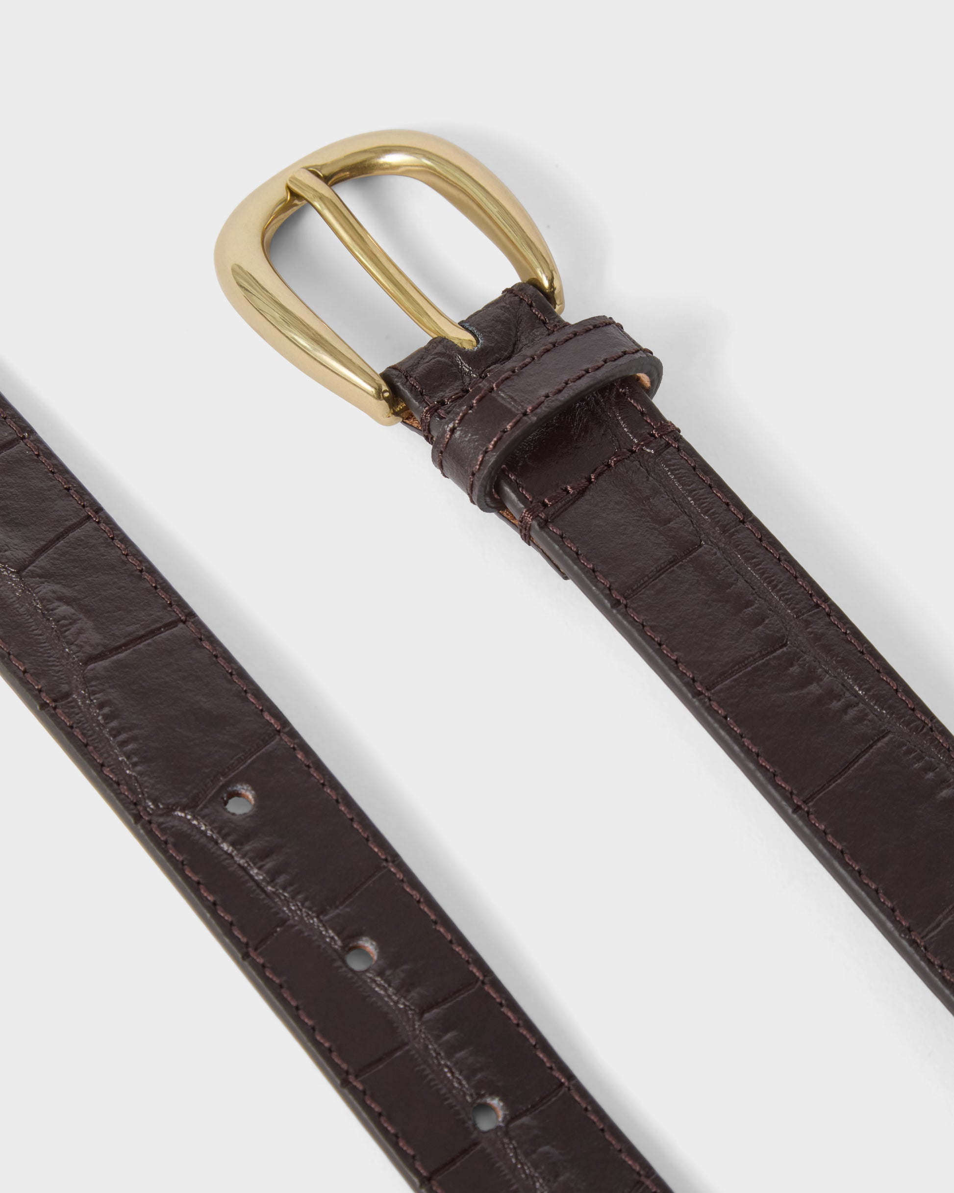 Leather Belt - Dark Brown Croco Berg & Berg