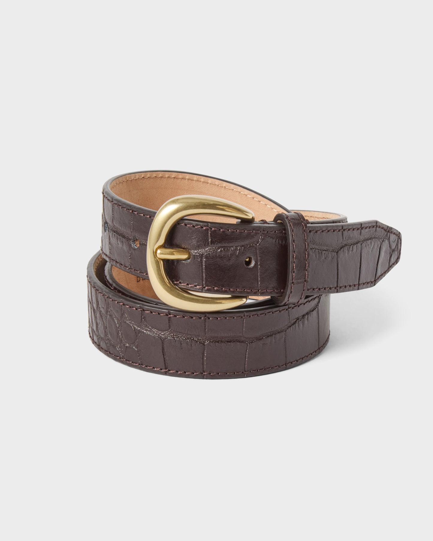 Leather Belt - Dark Brown Croco Berg & Berg