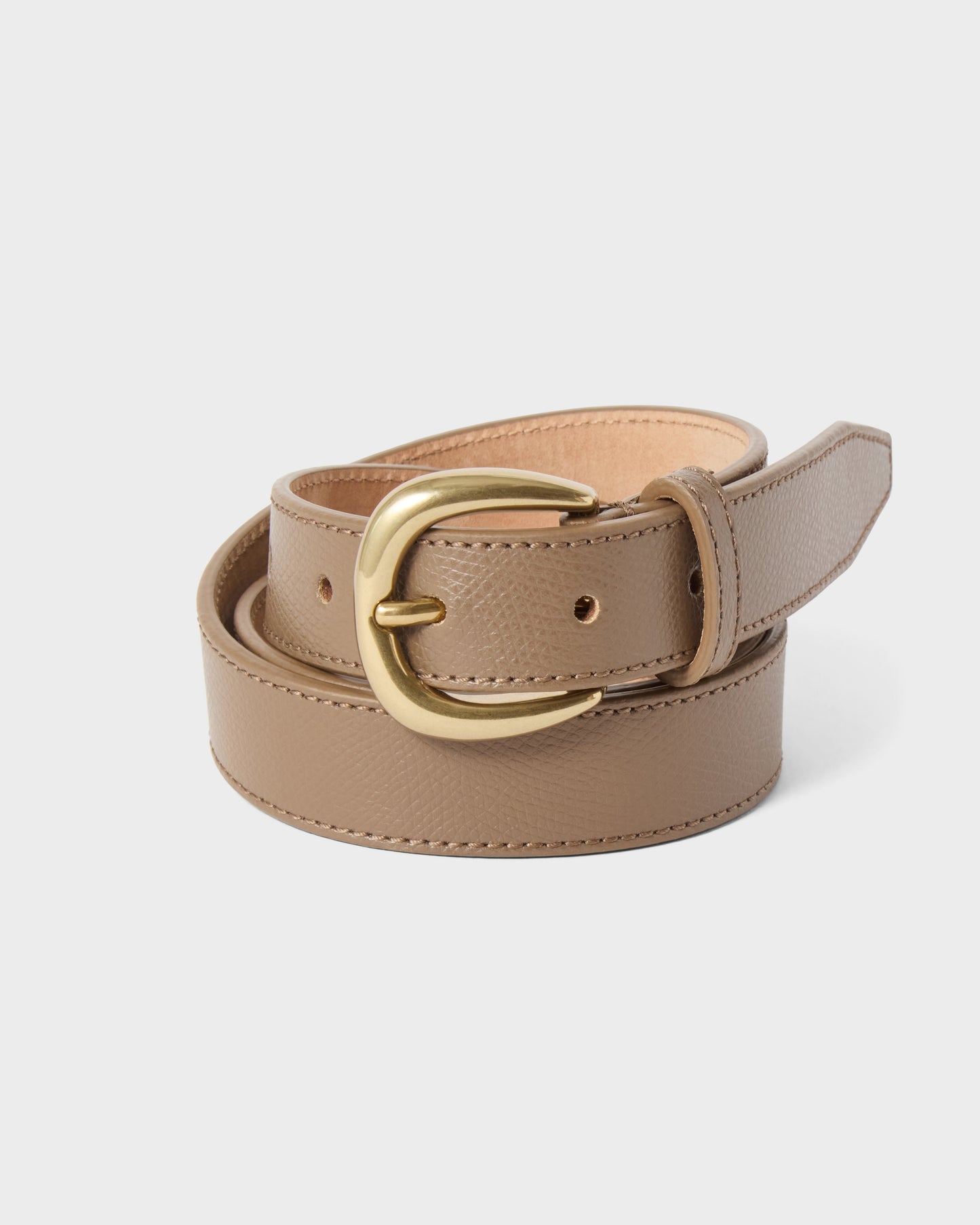 Grained Leather Belt - Taupe Berg & Berg