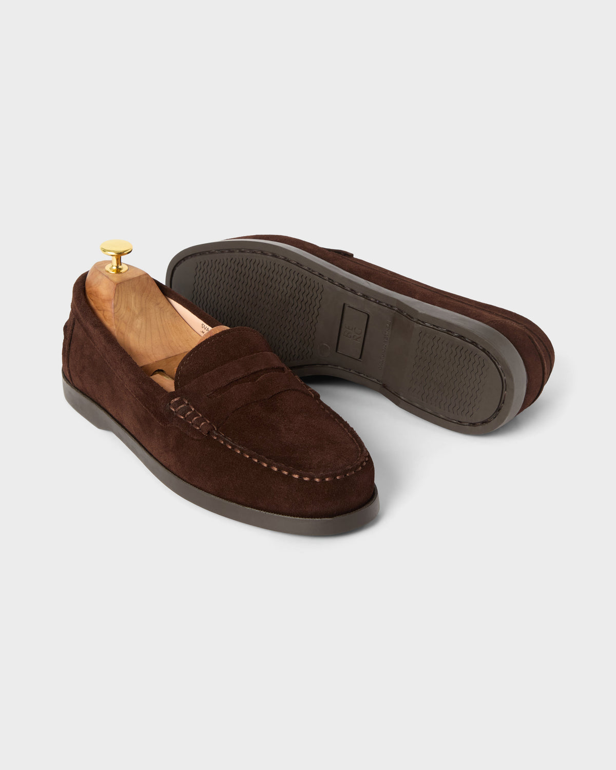 Svante Beef Roll Penny Loafer - Mid Brown Suede Berg & Berg