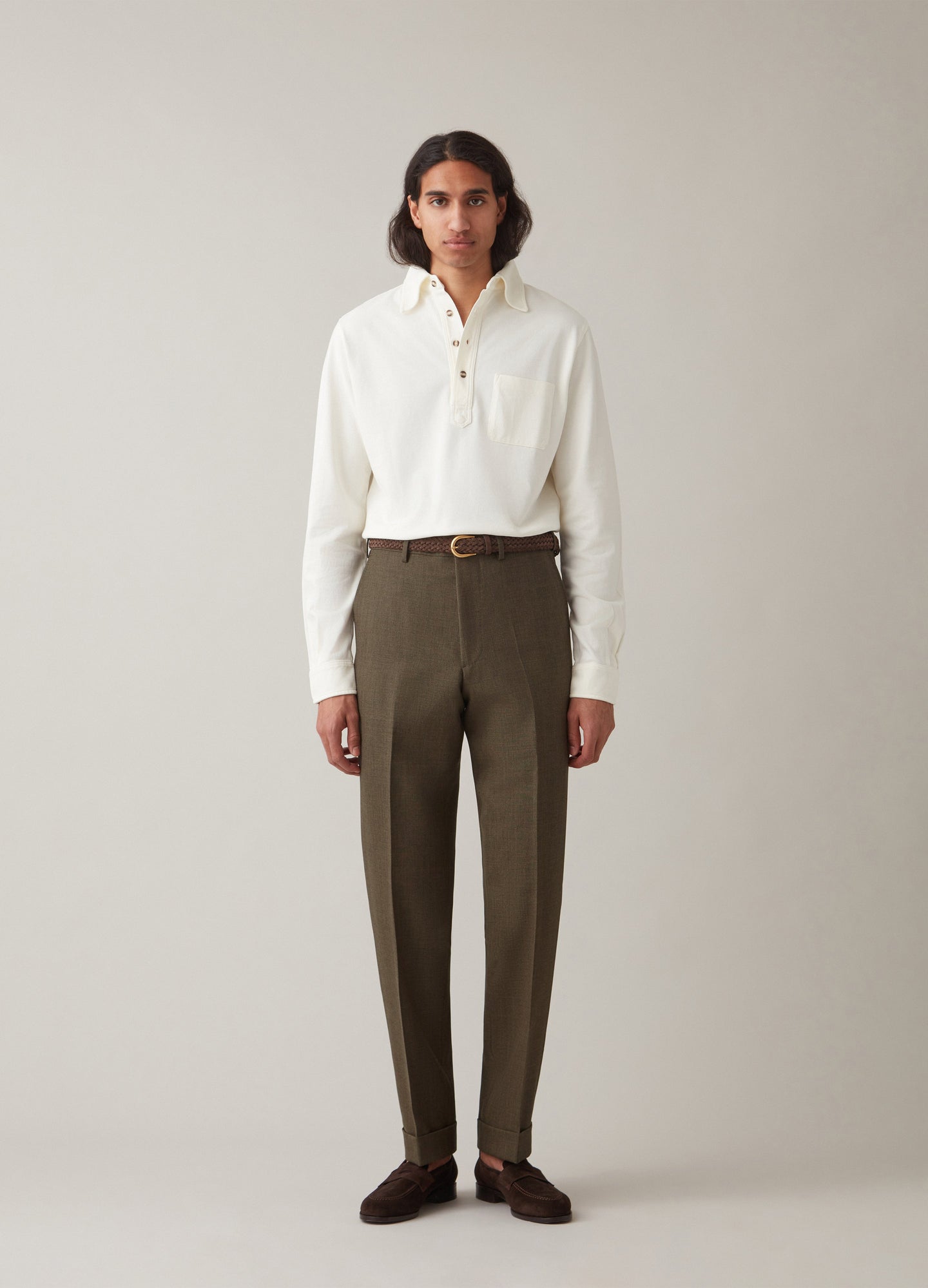 Ted Long Sleeve Polo Shirt - Off White Berg & Berg