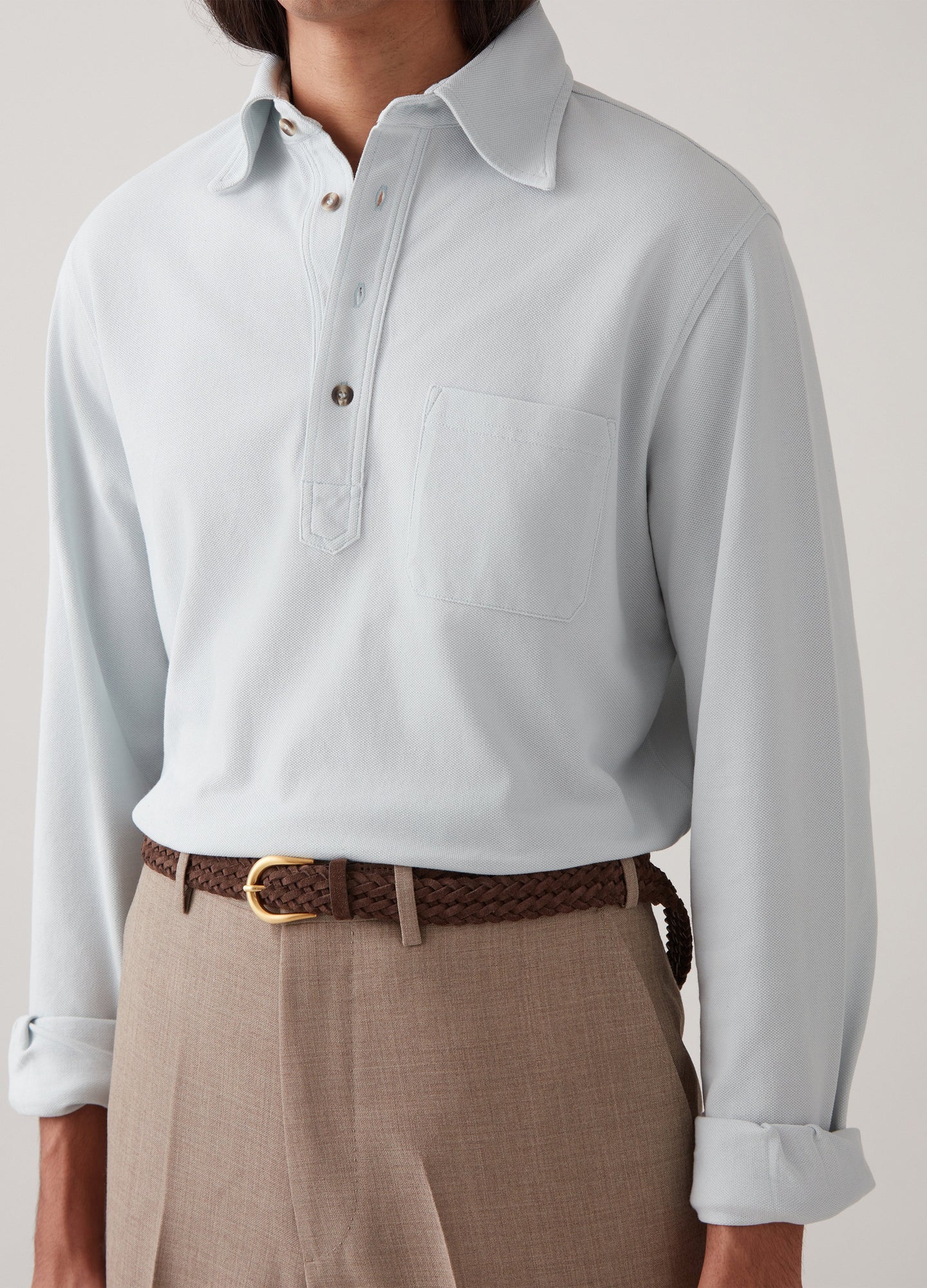 Ted Long Sleeve Polo Shirt - Cloud Blue Berg & Berg