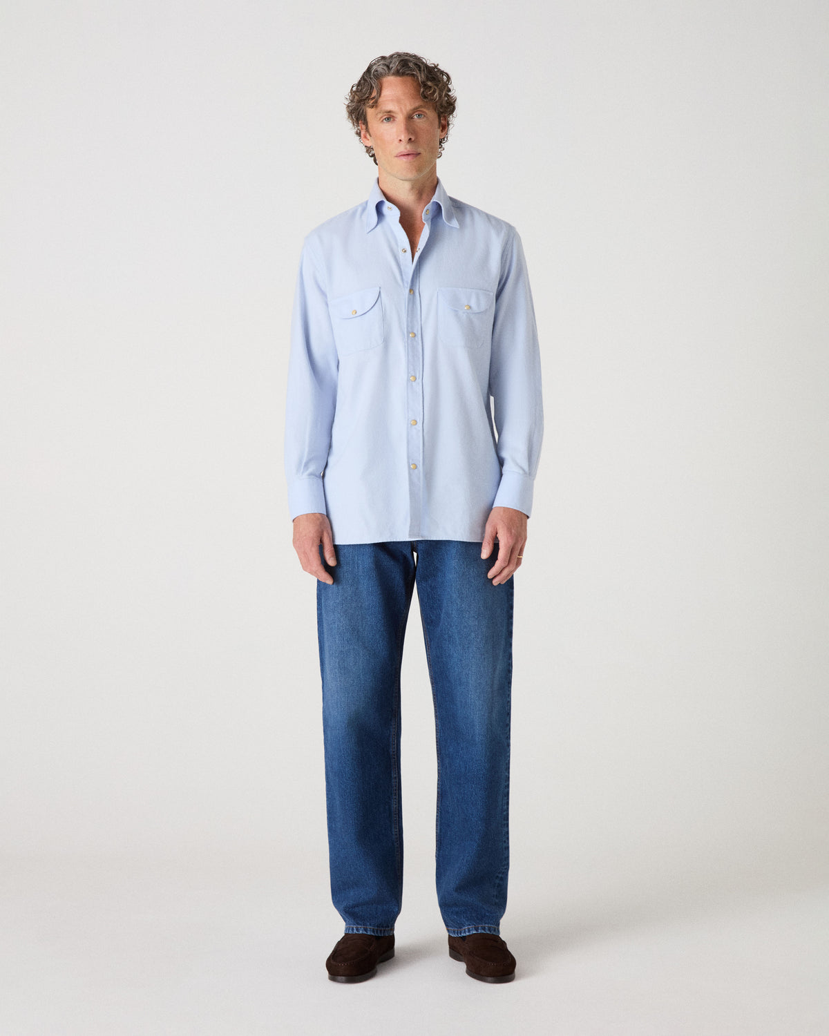 Fernando Western Shirt - Light Blue Berg & Berg