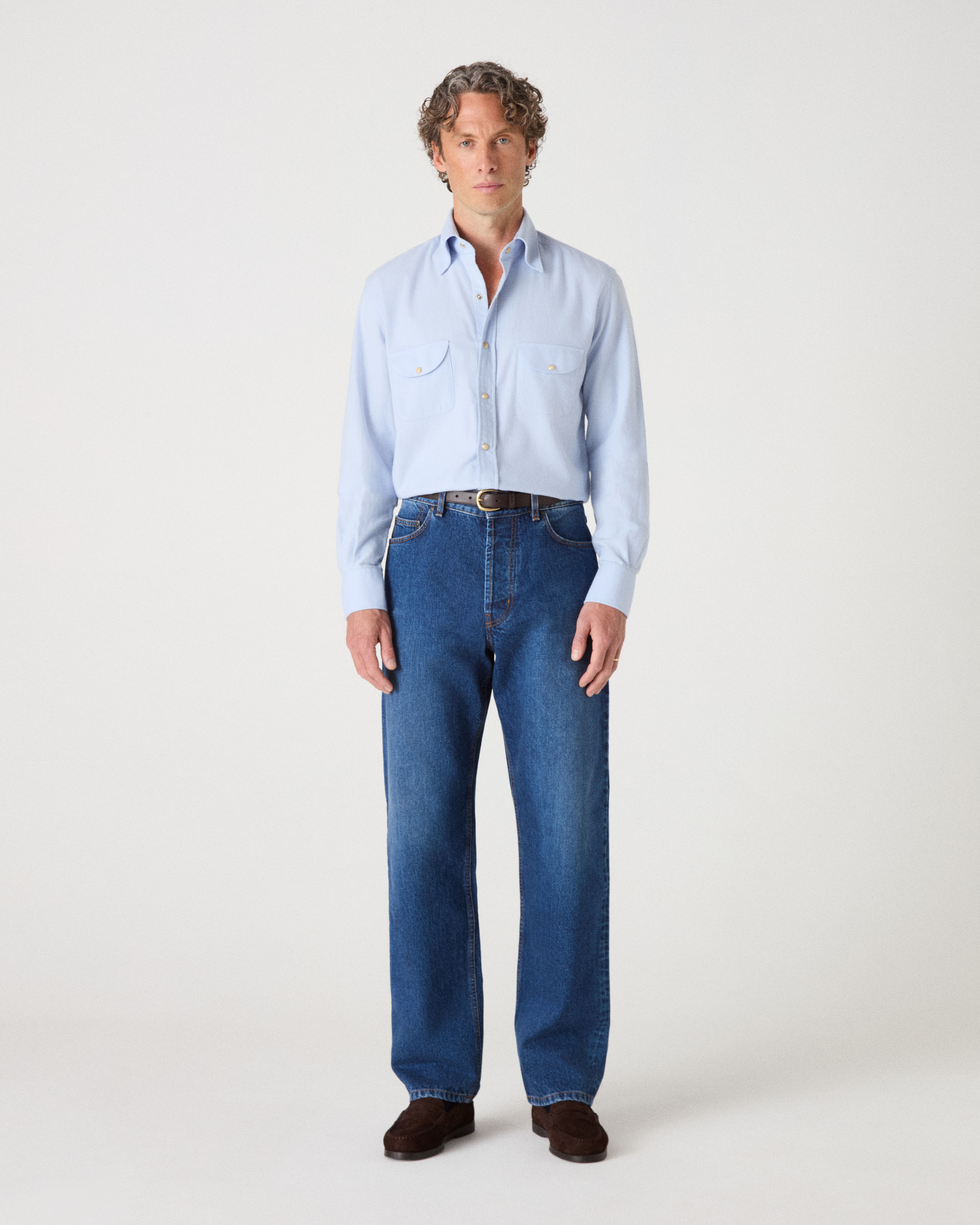 Fernando Western Shirt - Light Blue Berg & Berg