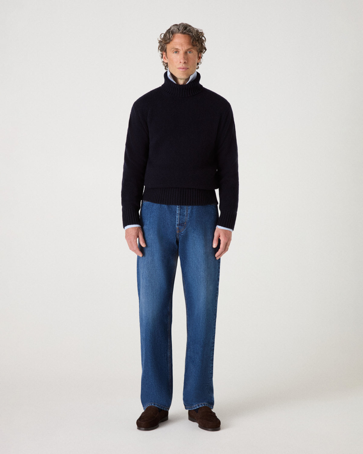 Bernhard Roll Neck Sweater - Navy bergbergstore