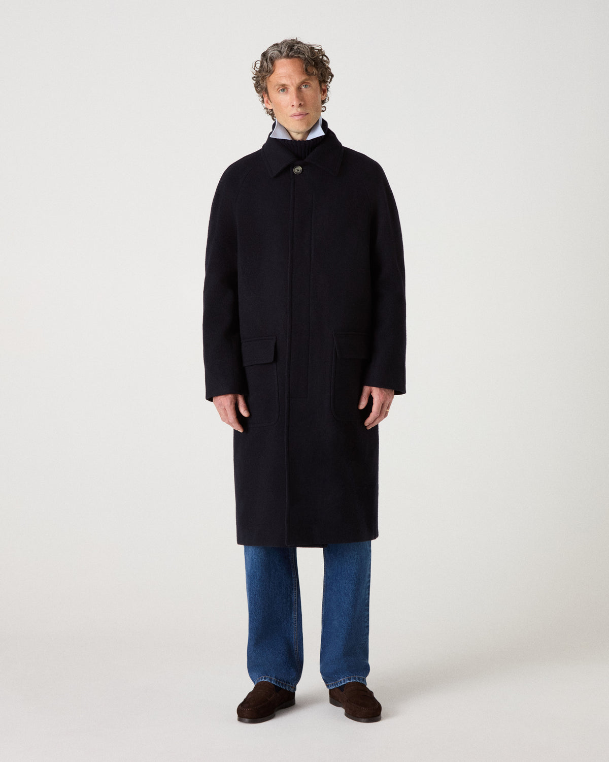 Nelson II Wool/Cashmere Raglan Coat - Dark Navy Berg & Berg