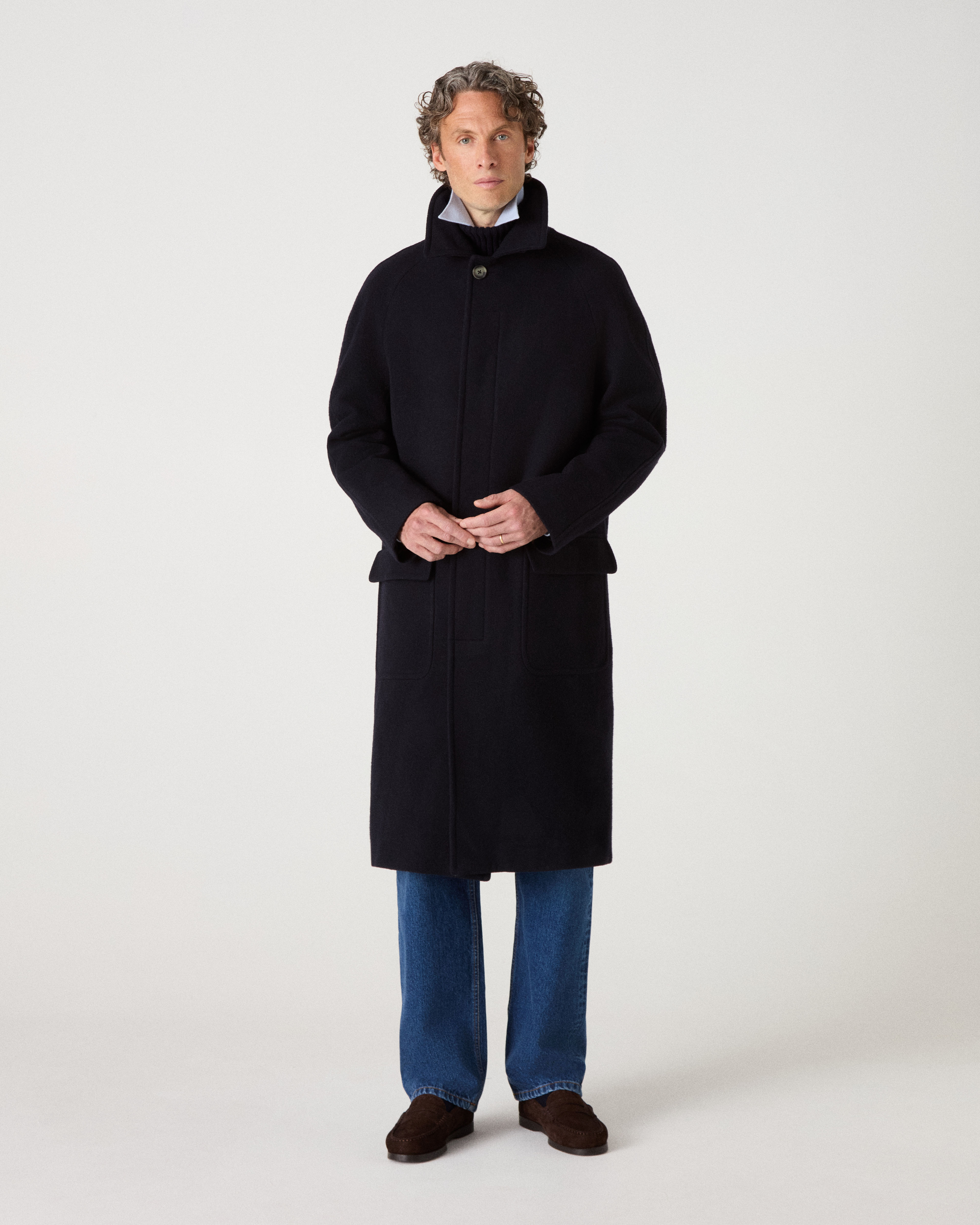 Nelson II Wool/Cashmere Raglan Coat - Dark Navy Berg & Berg
