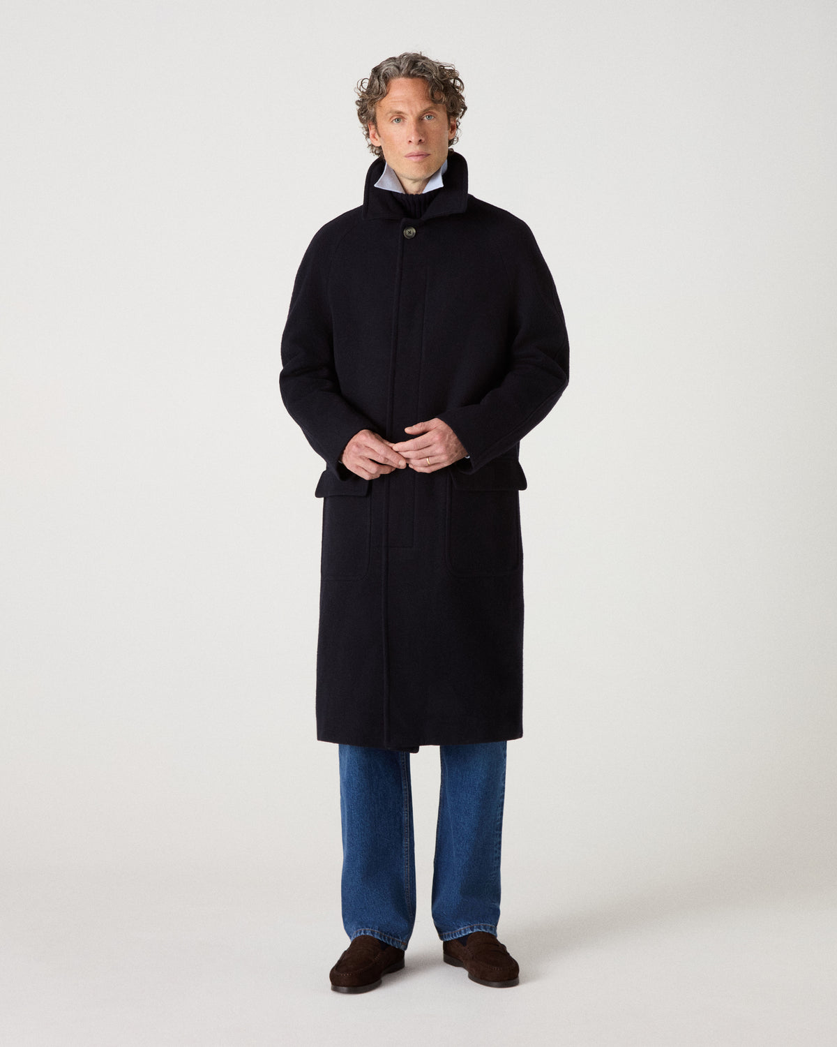 Nelson II Wool/Cashmere Raglan Coat - Dark Navy Berg & Berg