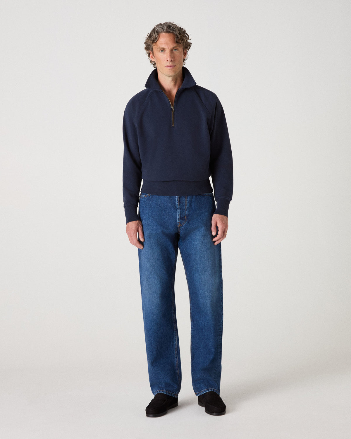 Truls Quarter Zip Raglan Sweatshirt - Navy Berg & Berg