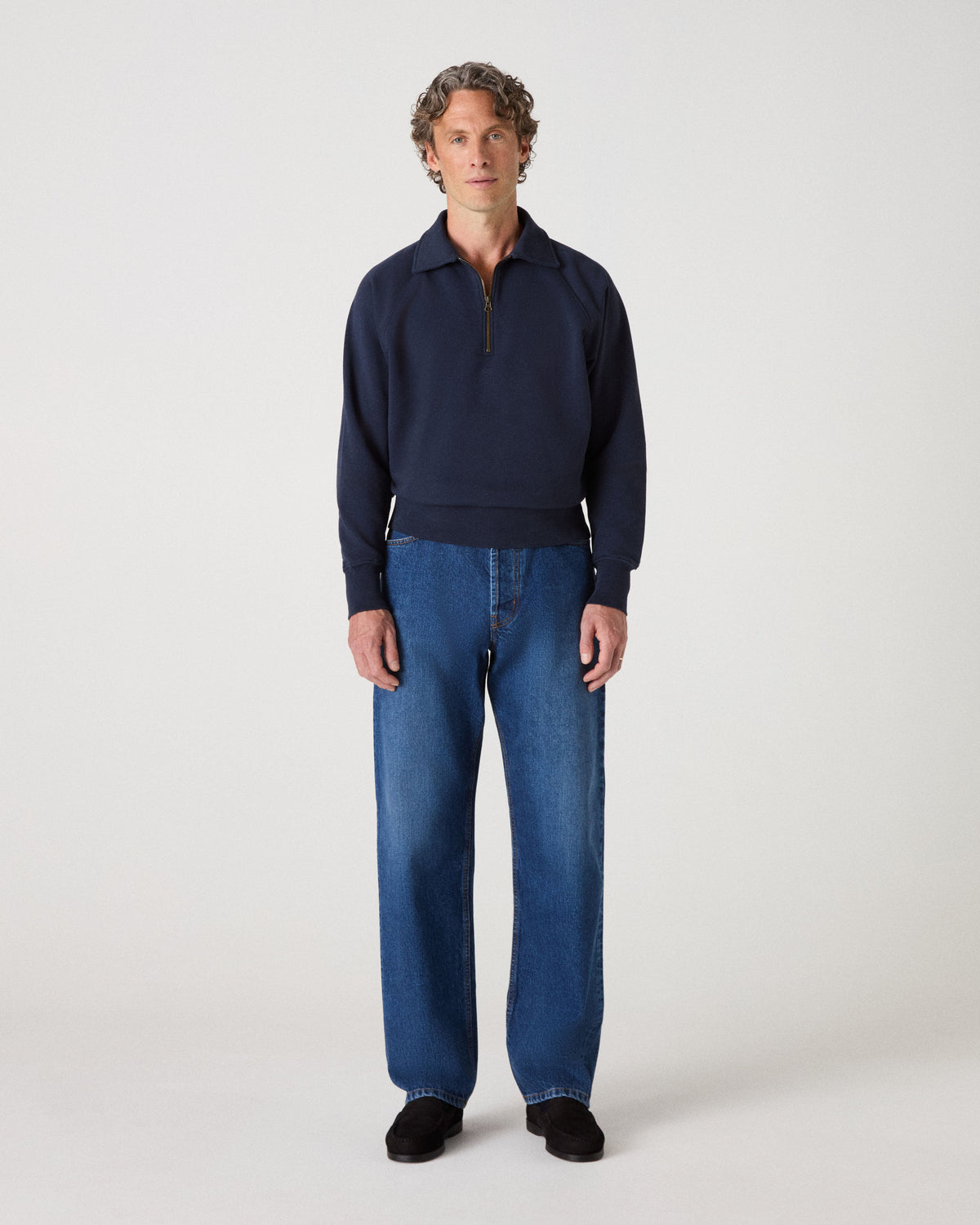 Truls Quarter Zip Raglan Sweatshirt - Navy Berg & Berg