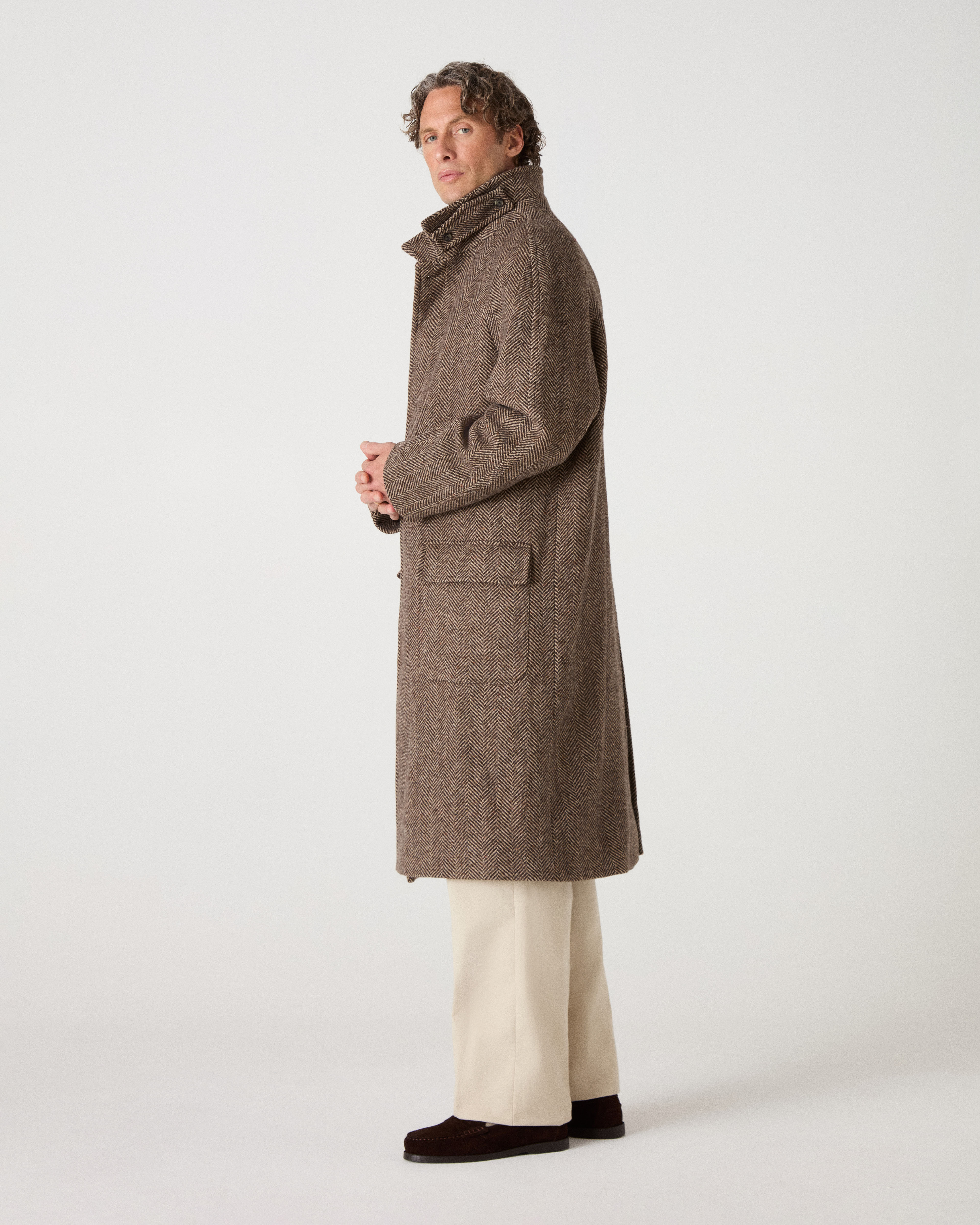 Nelson II Tweed Raglan Coat - Brown/Cream – Berg & Berg