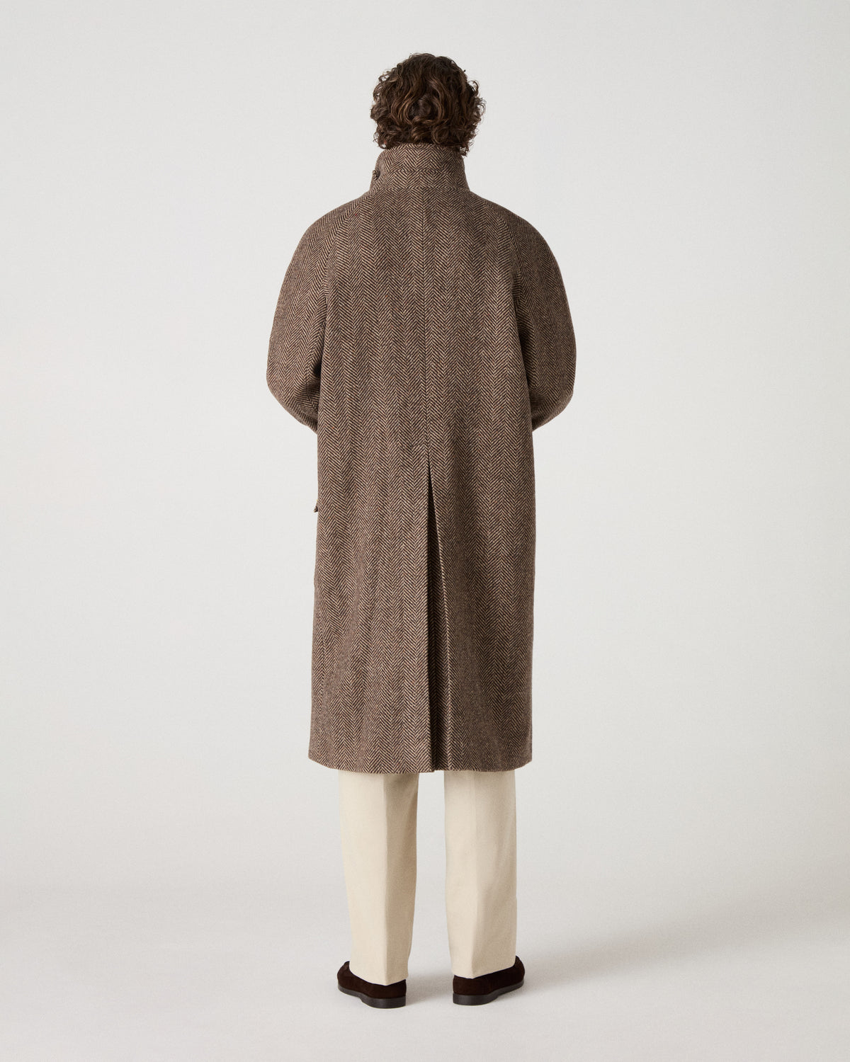 Nelson II Tweed Raglan Coat - Brown/Cream