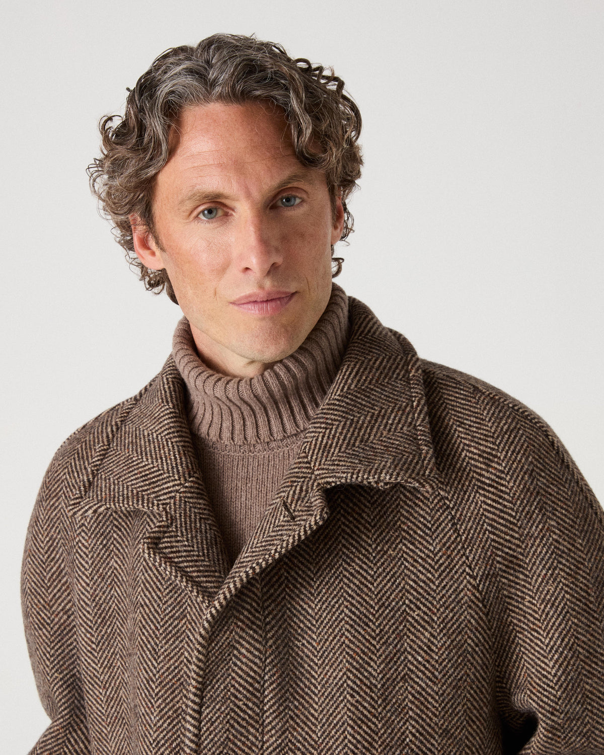 Nelson II Tweed Raglan Coat - Brown/Cream