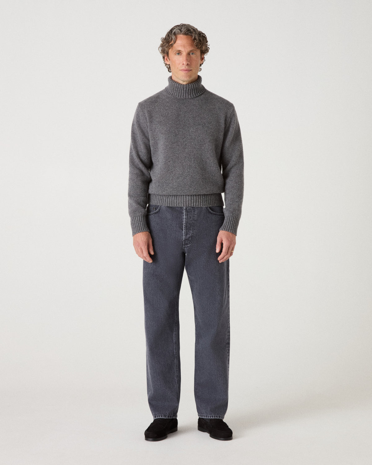 Bernhard Roll Neck Sweater - Mid Grey Melange bergbergstore