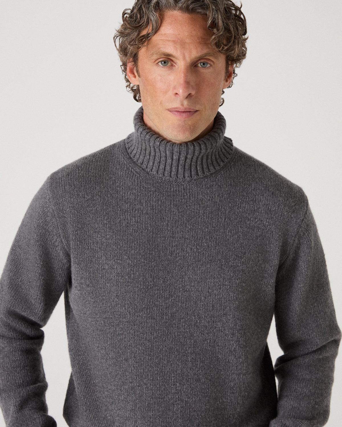 Bernhard Roll Neck Sweater - Mid Grey Melange bergbergstore