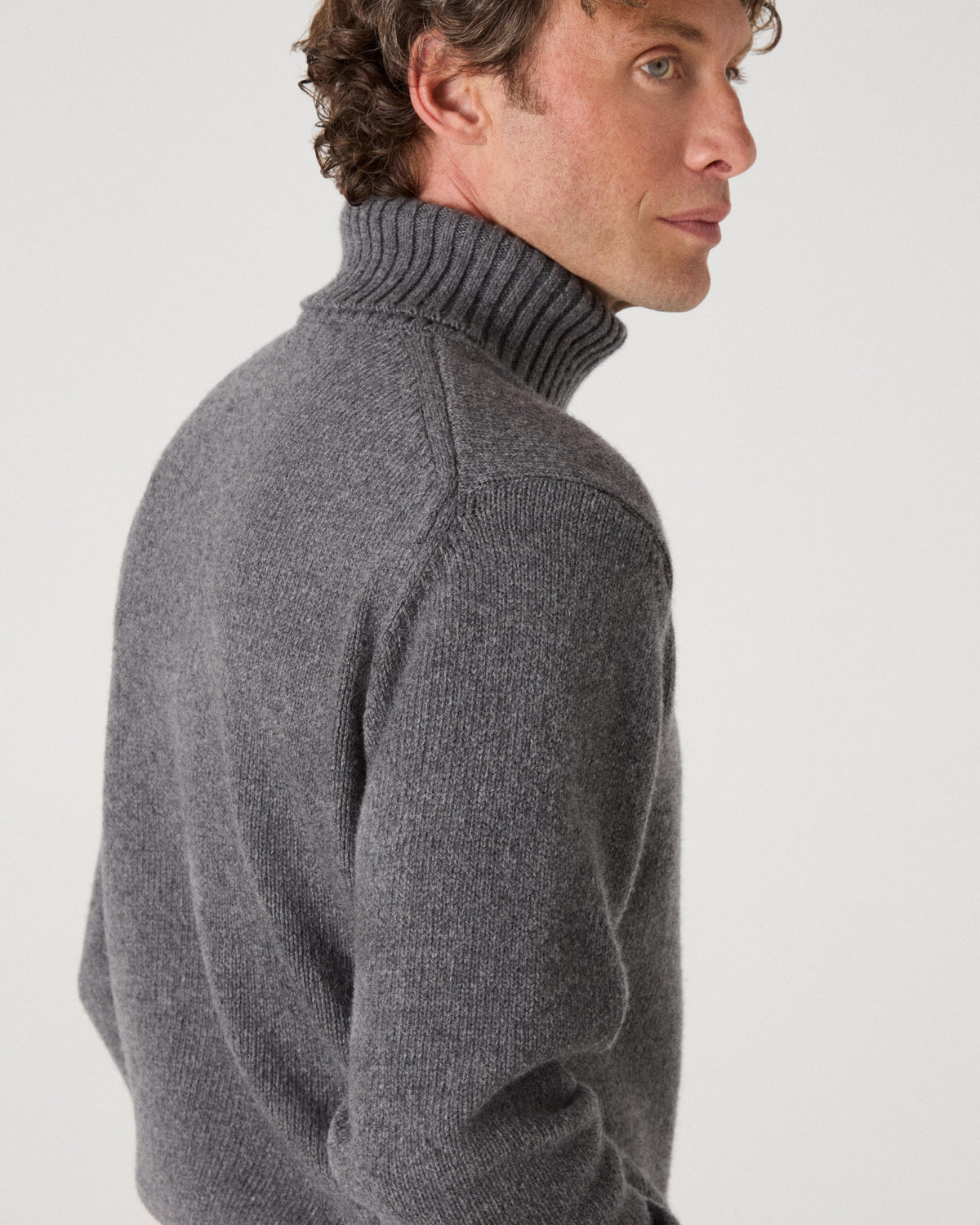 Bernhard Roll Neck Sweater - Mid Grey Melange bergbergstore