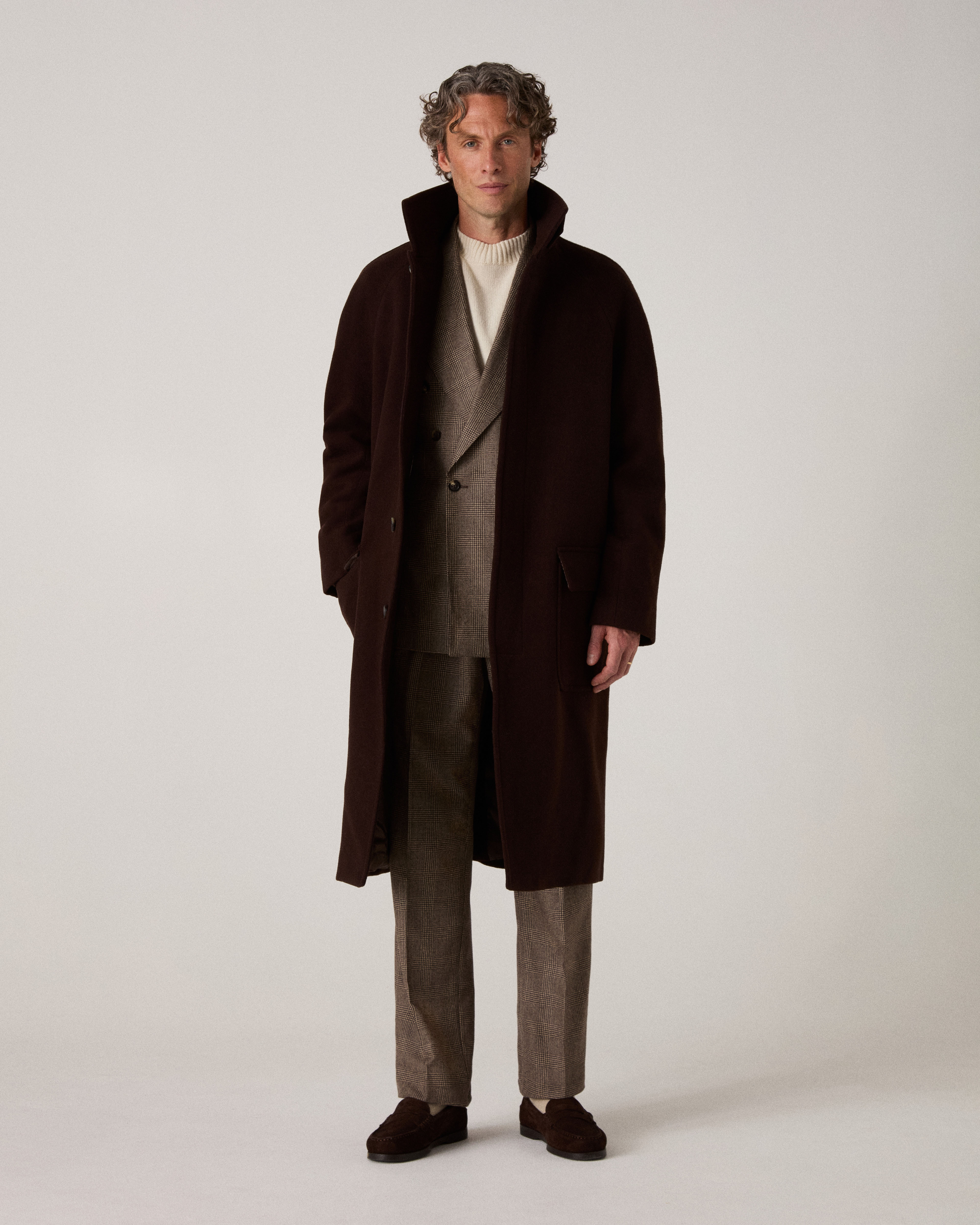 Nelson II Wool/Cashmere Raglan Coat - Dark Brown Berg & Berg