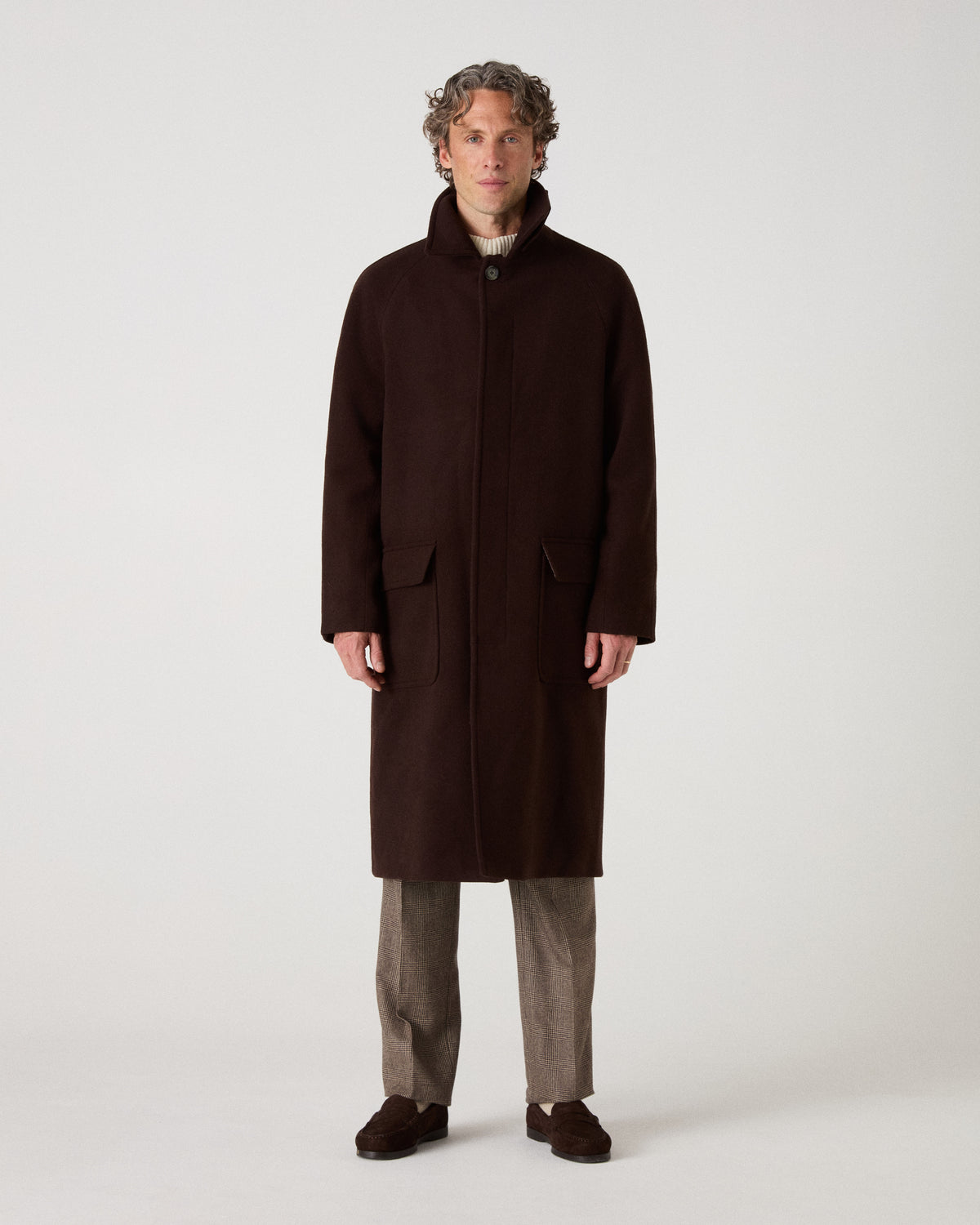 Nelson II Wool/Cashmere Raglan Coat - Dark Brown Berg & Berg
