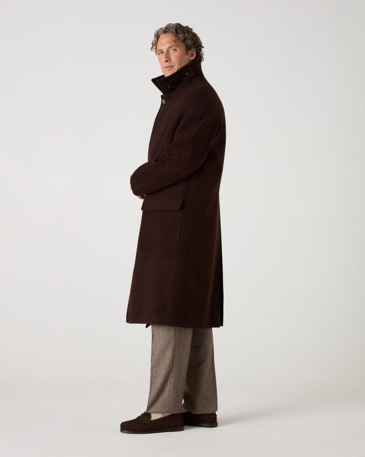 Nelson II Wool/Cashmere Raglan Coat - Dark Brown Berg & Berg