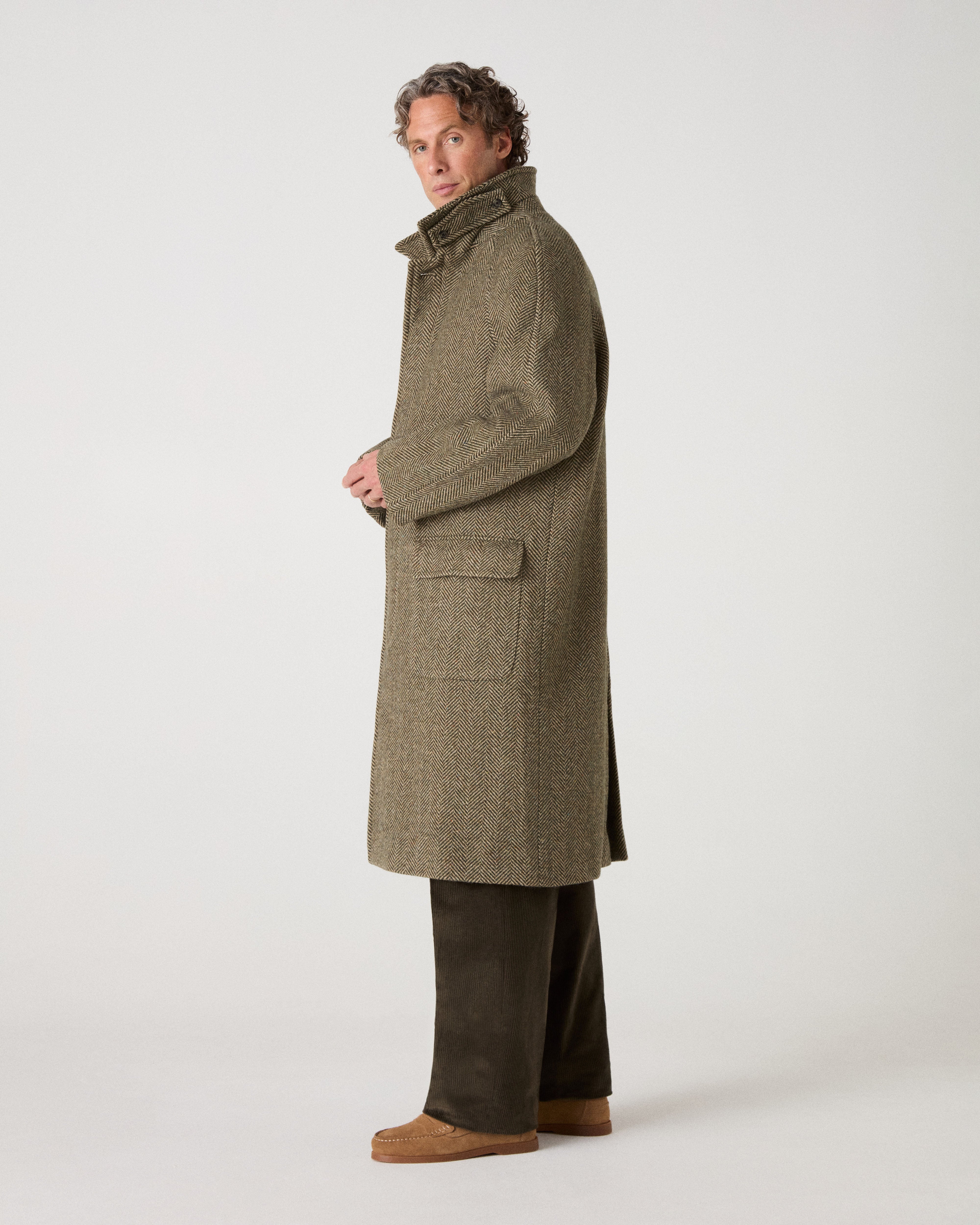 Nelson II Tweed Raglan Coat - Green/Cream – Berg & Berg