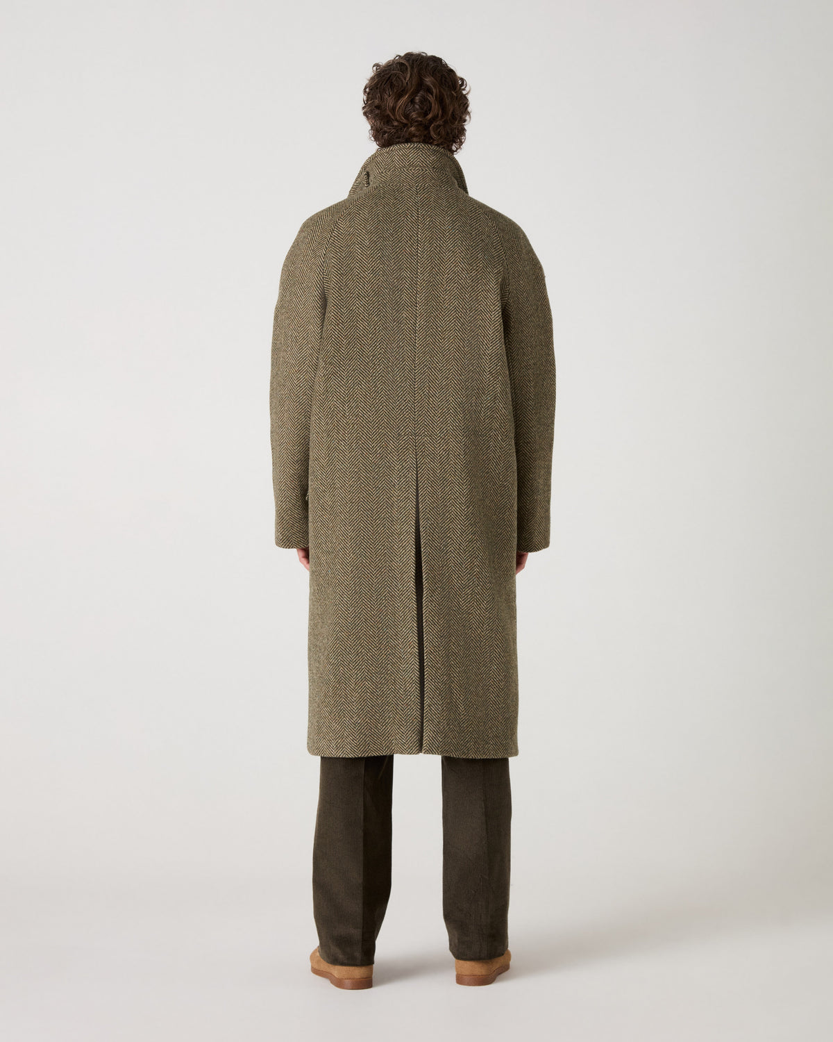 Nelson II Tweed Raglan Coat - Green/Cream Berg & Berg