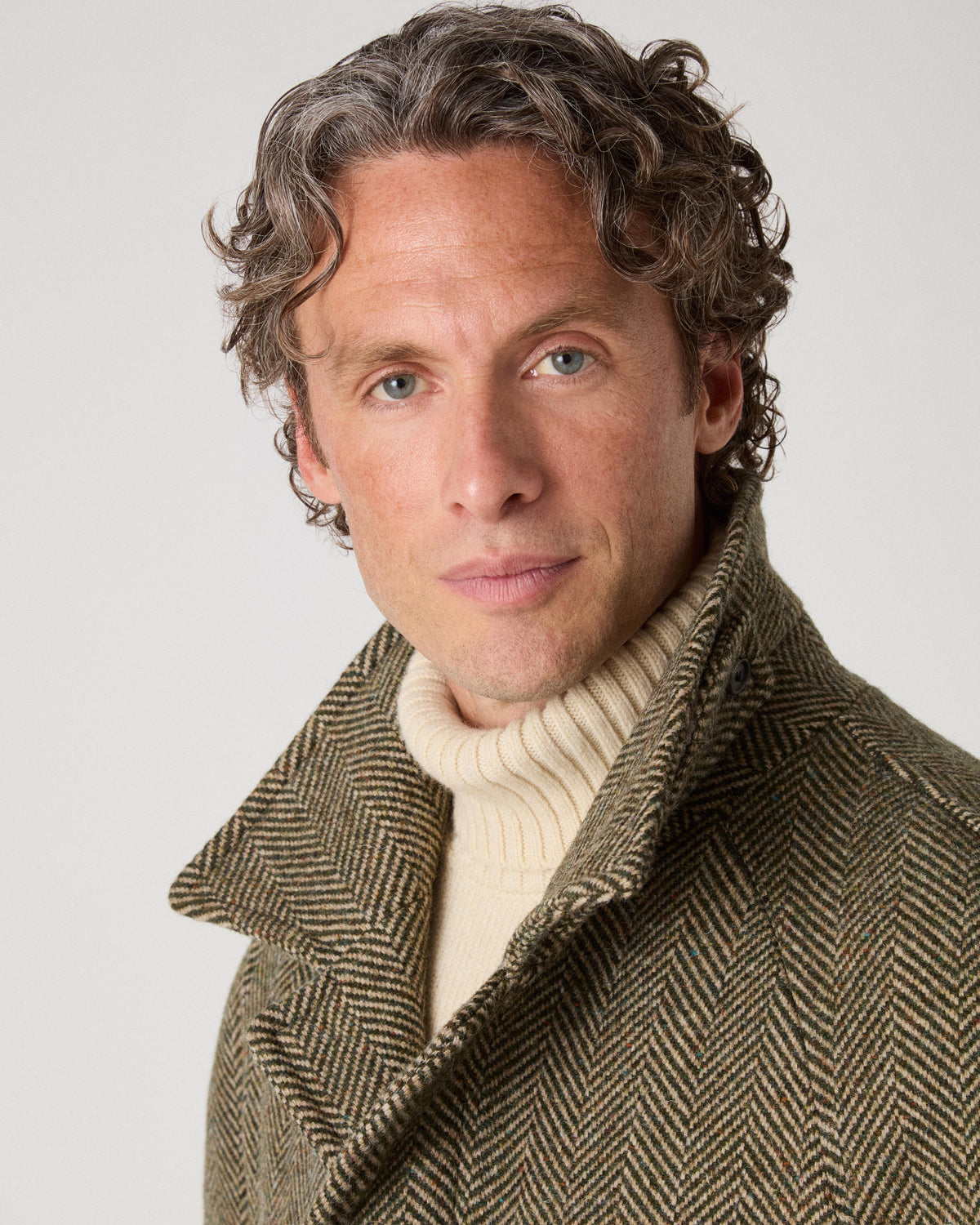Nelson II Tweed Raglan Coat - Green/Cream Berg & Berg