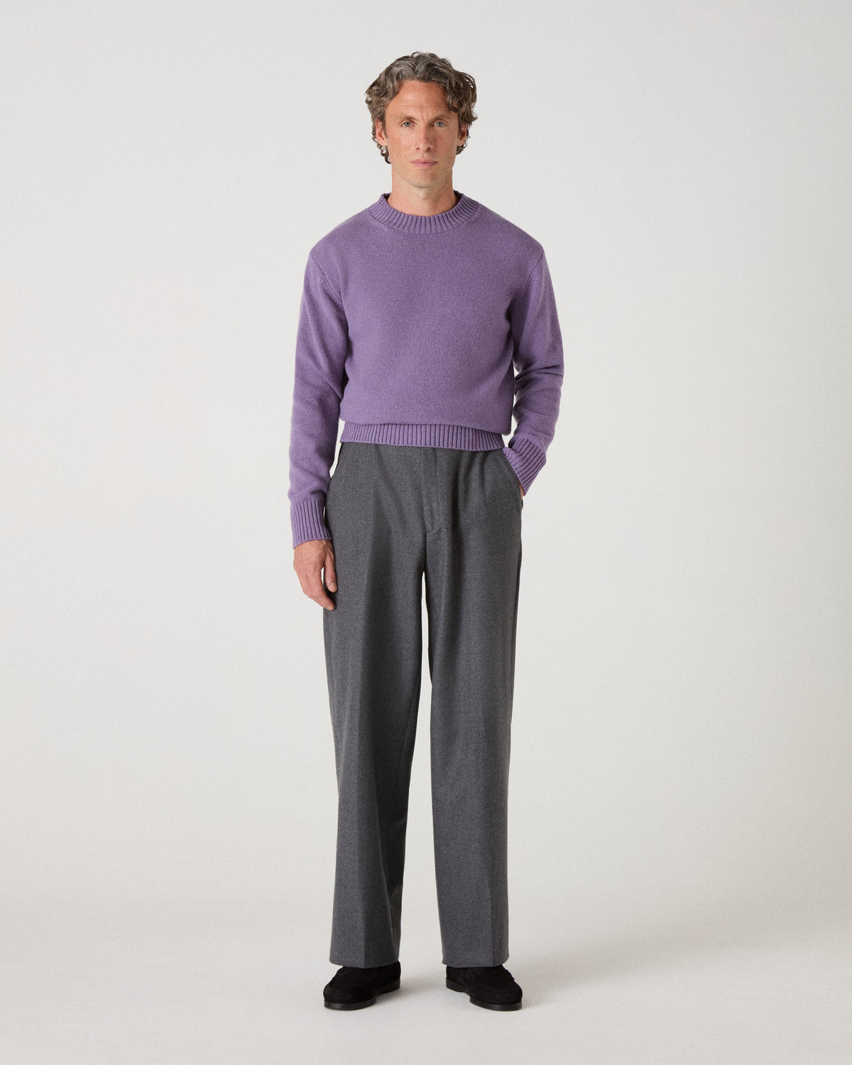 Alfredo Flannel Trousers - Mid Grey Berg & Berg