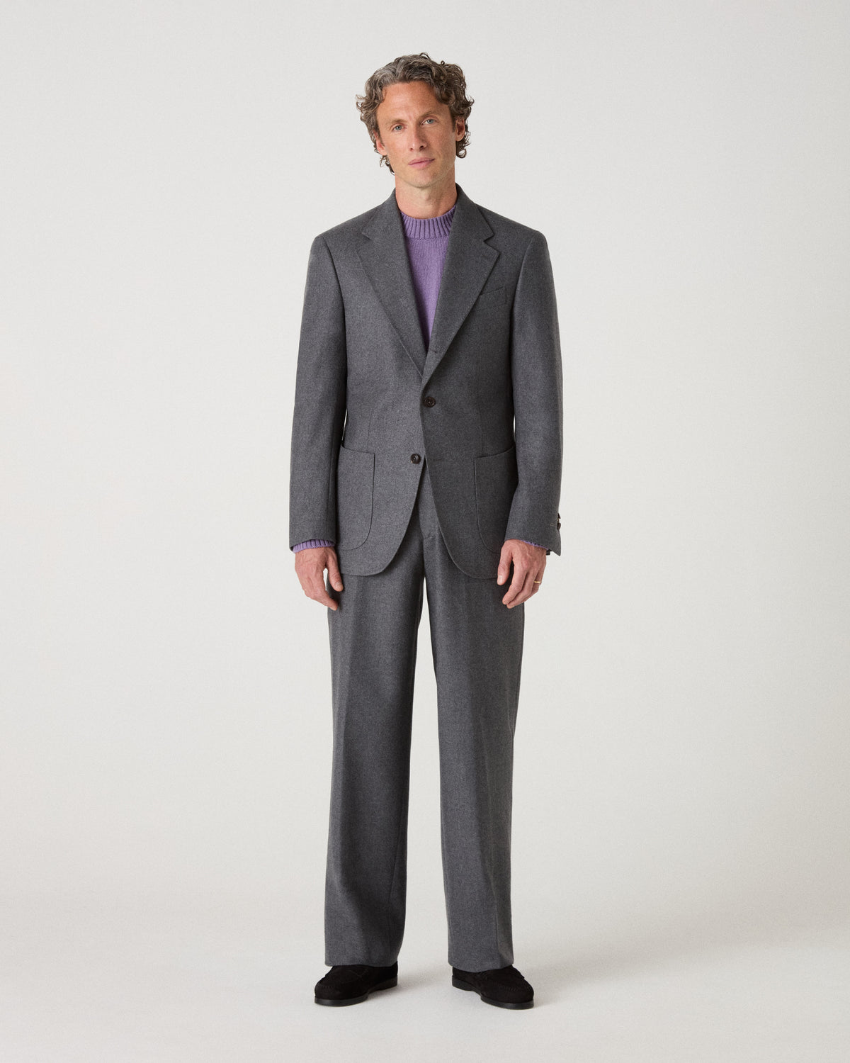 Dag Flannel Suit Jacket - Mid Grey Berg & Berg