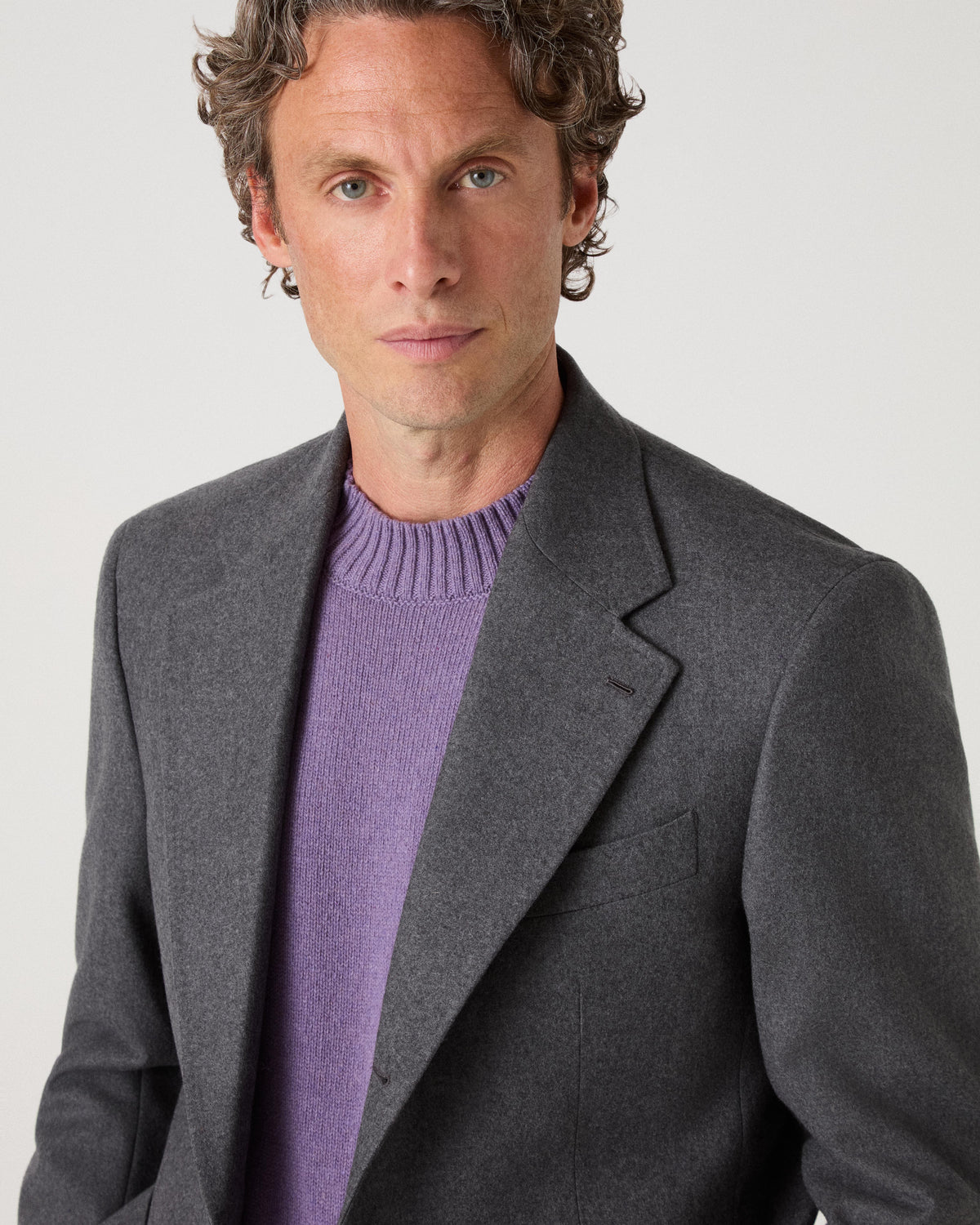 Dag Flannel Suit Jacket - Mid Grey Berg & Berg