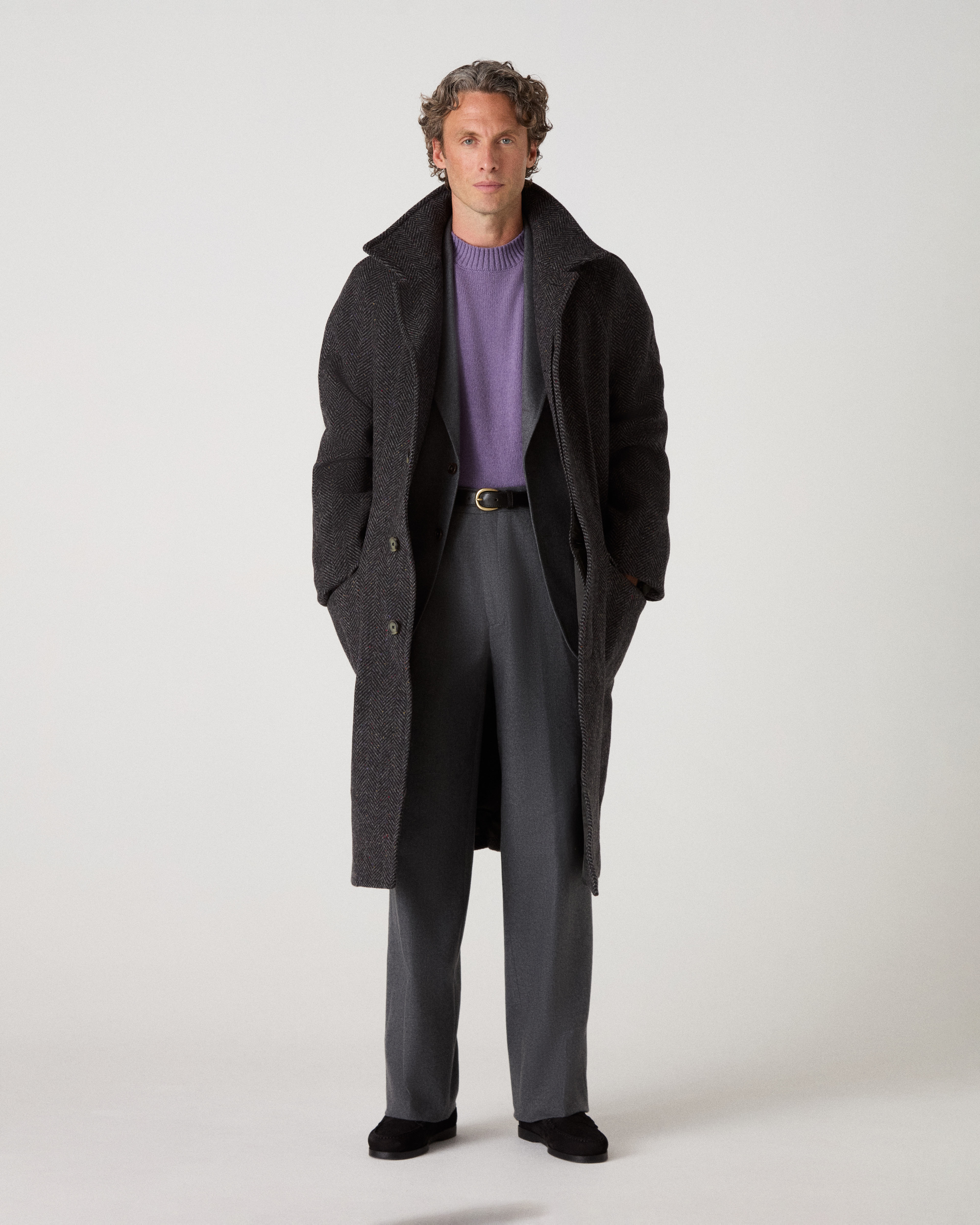 Nelson II Tweed Raglan Coat - Grey/Charcoal Berg & Berg