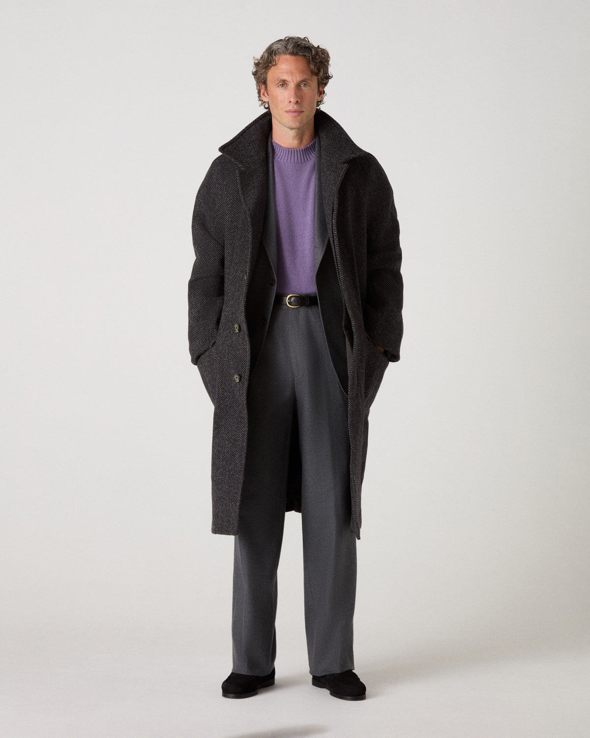 Nelson II Tweed Raglan Coat - Grey/Charcoal Berg & Berg