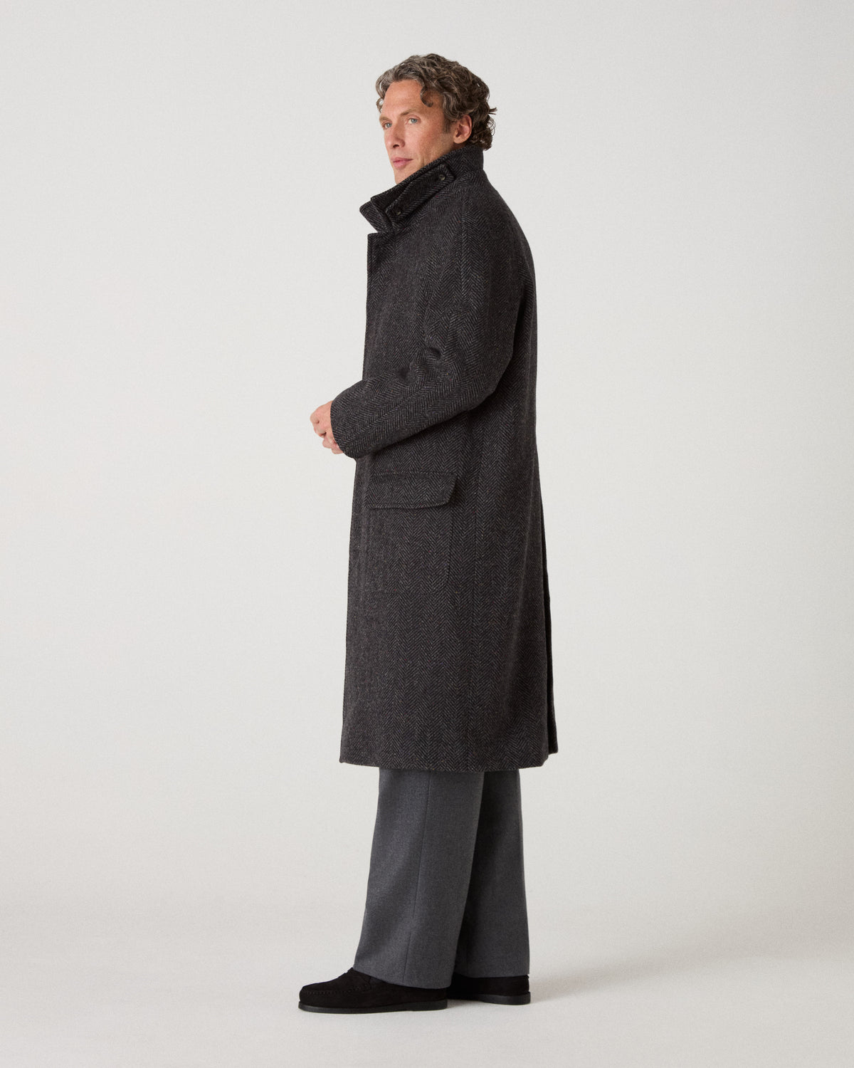 Nelson II Tweed Raglan Coat - Grey/Charcoal Berg & Berg