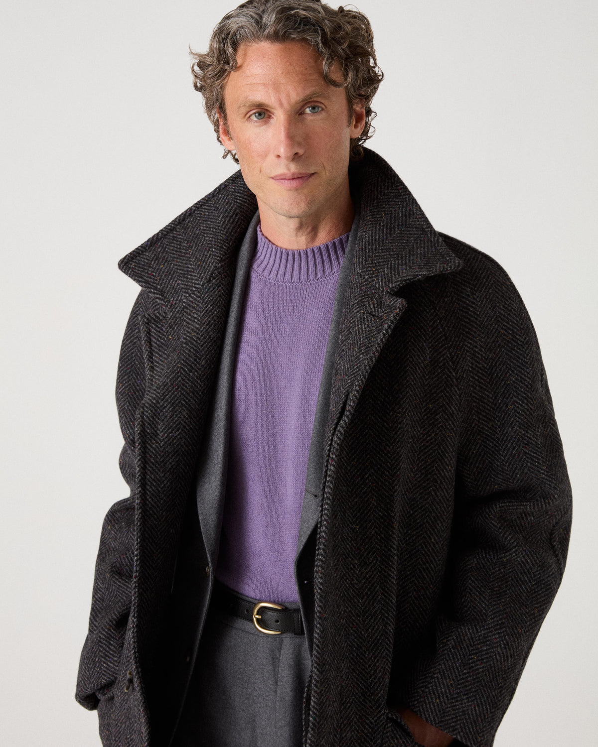 Nelson II Tweed Raglan Coat - Grey/Charcoal Berg & Berg