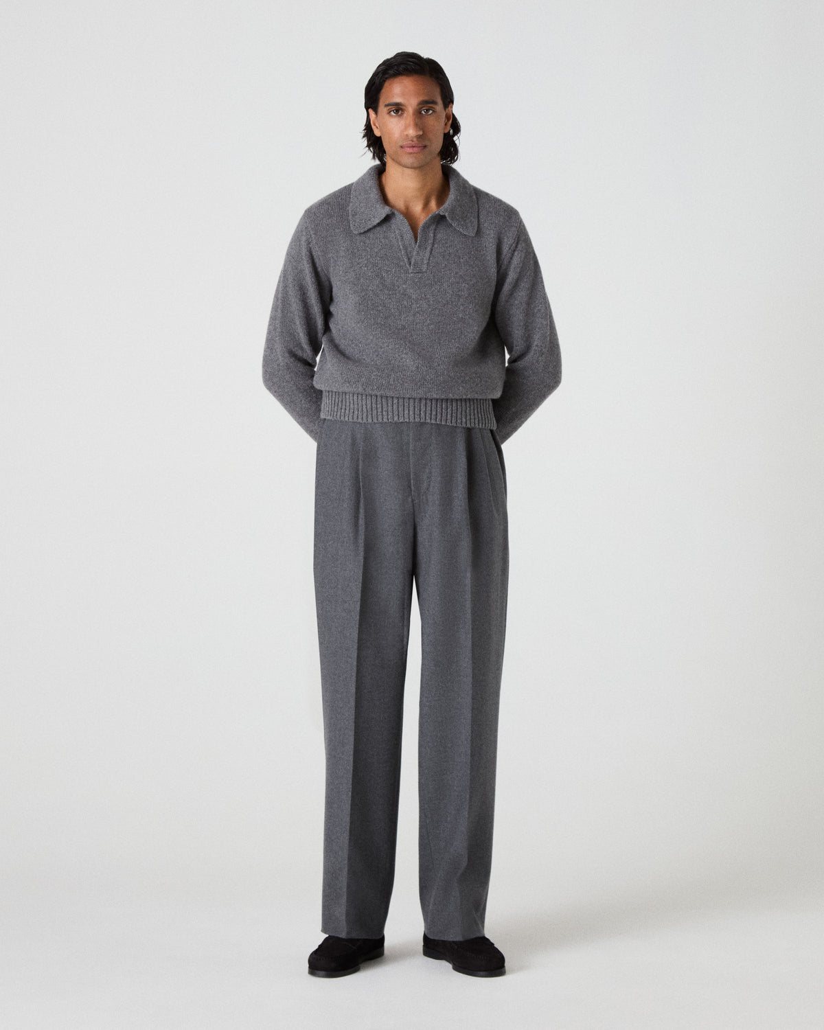 August Flannel Trousers - Mid Grey Berg & Berg