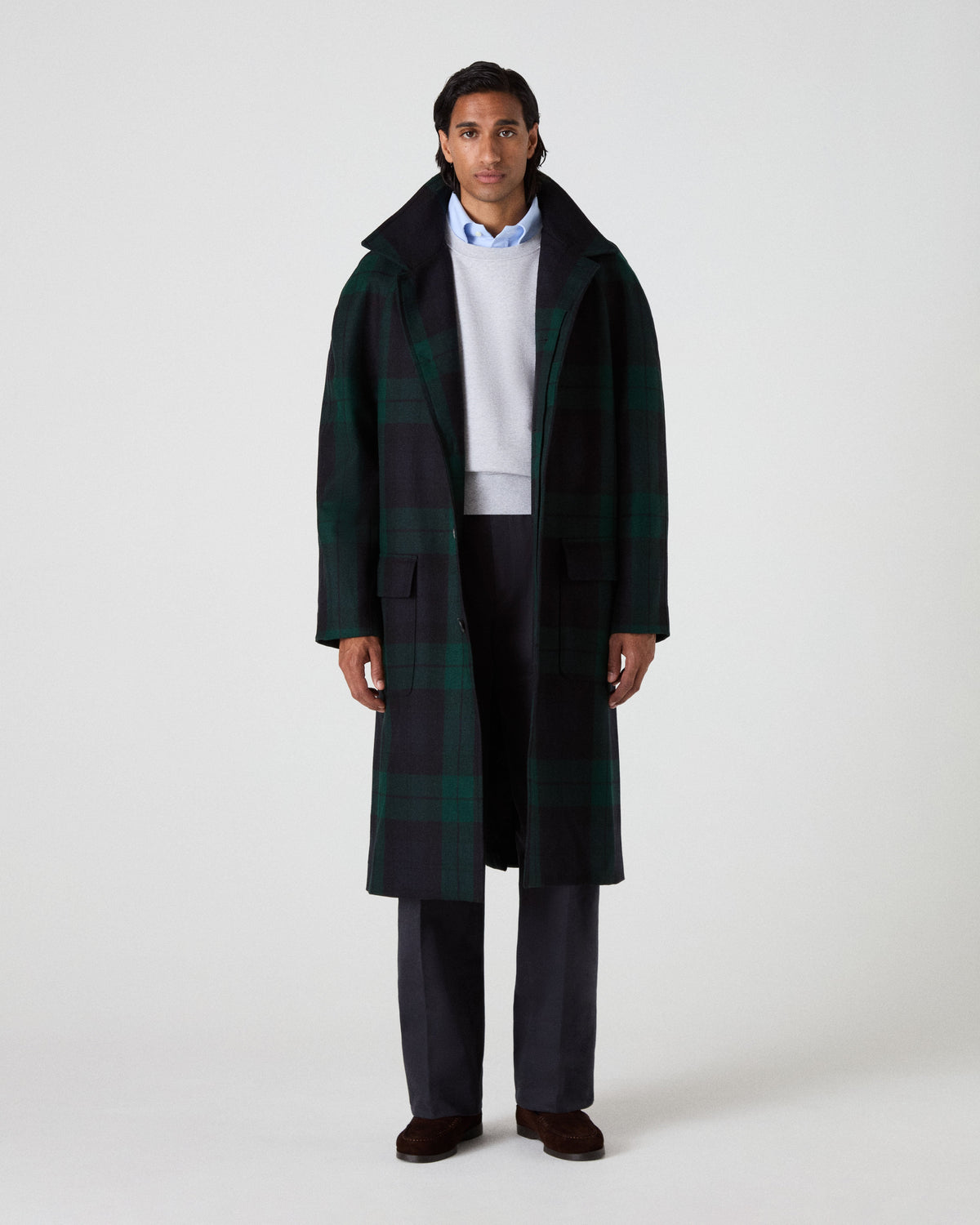 Nelson II Tweed Raglan Coat - Blackwatch Berg & Berg