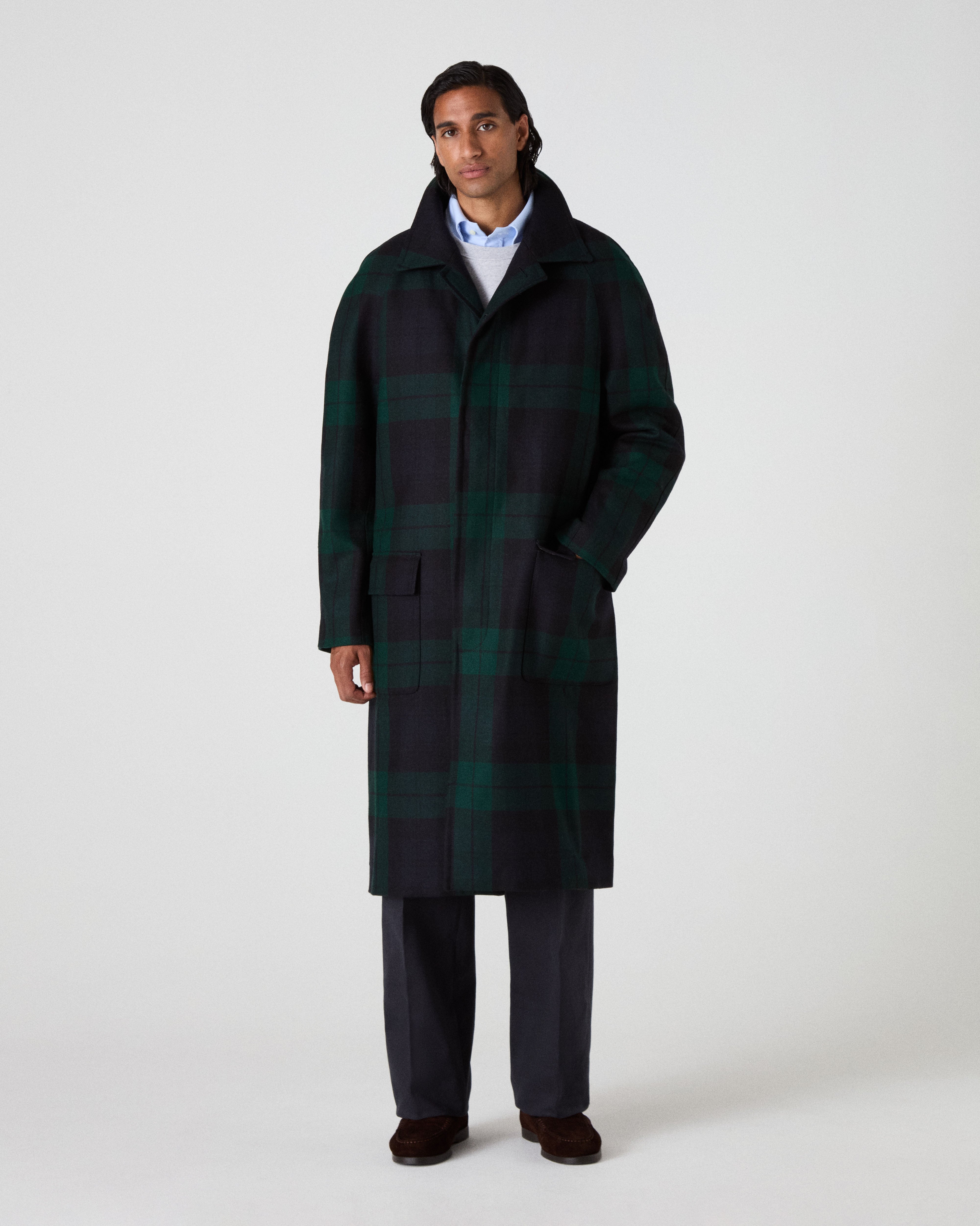 Nelson II Tweed Raglan Coat - Blackwatch Berg & Berg