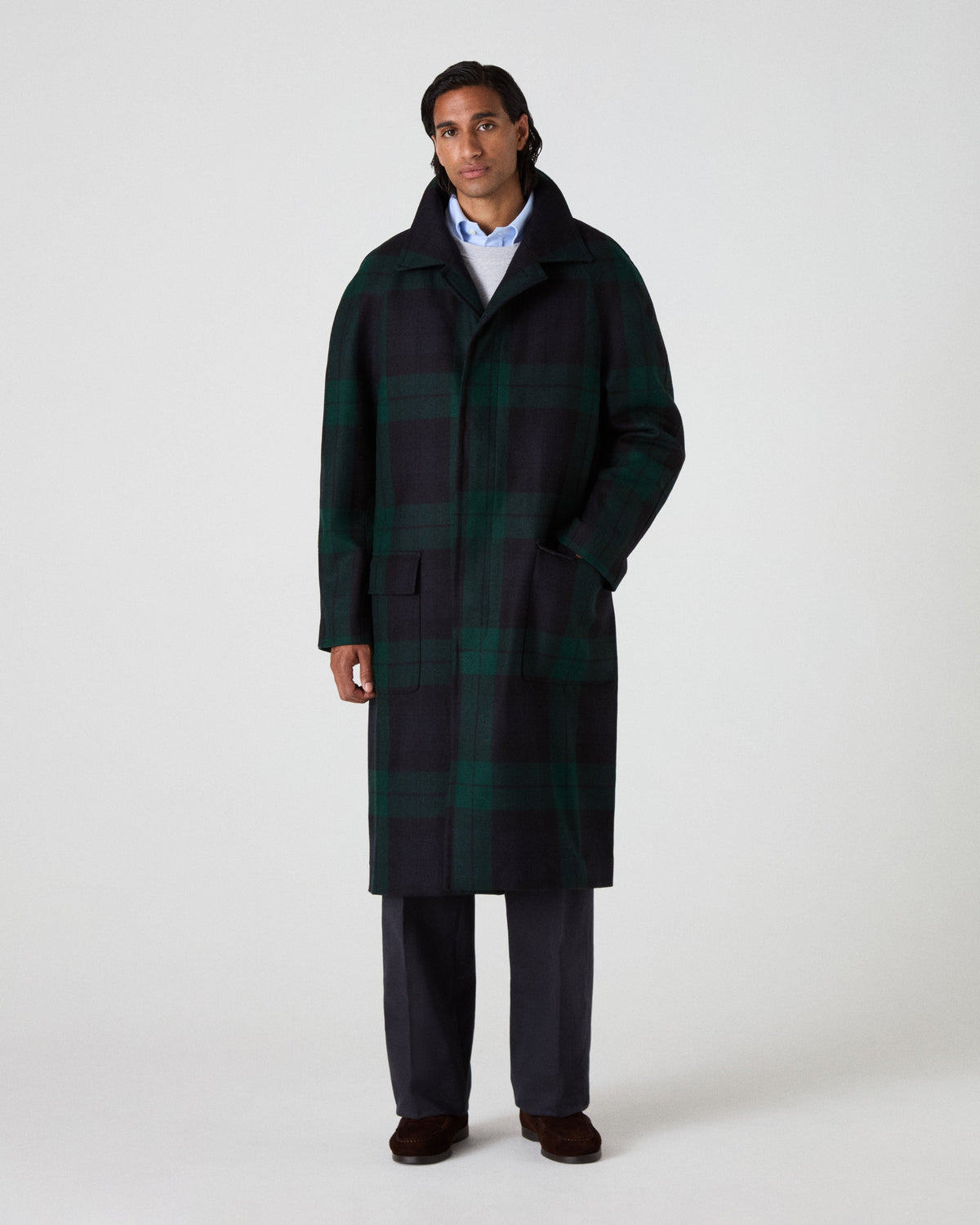 Nelson II Tweed Raglan Coat - Blackwatch Berg & Berg