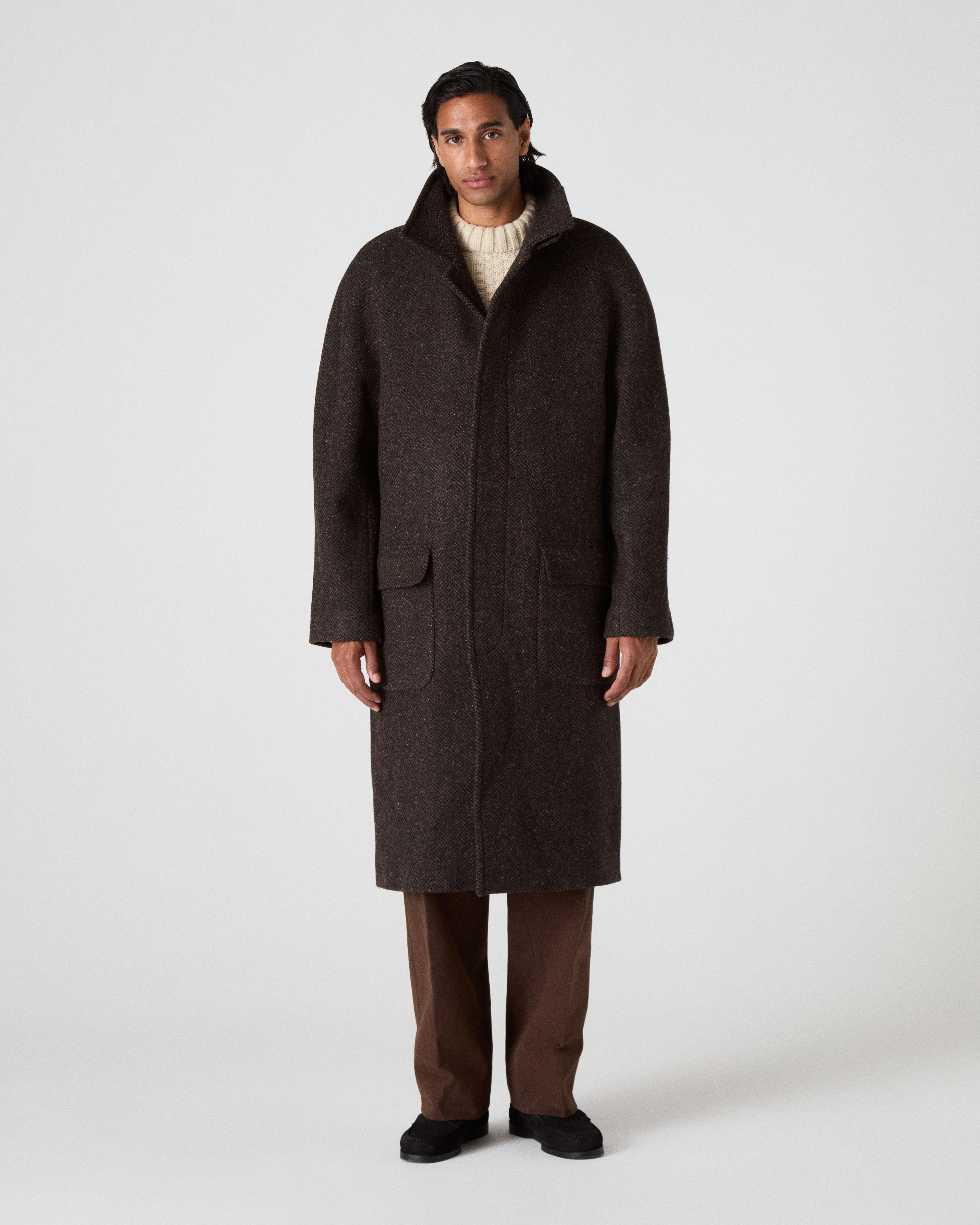 Nelson II Tweed Raglan Coat - Brown/Camel Berg & Berg