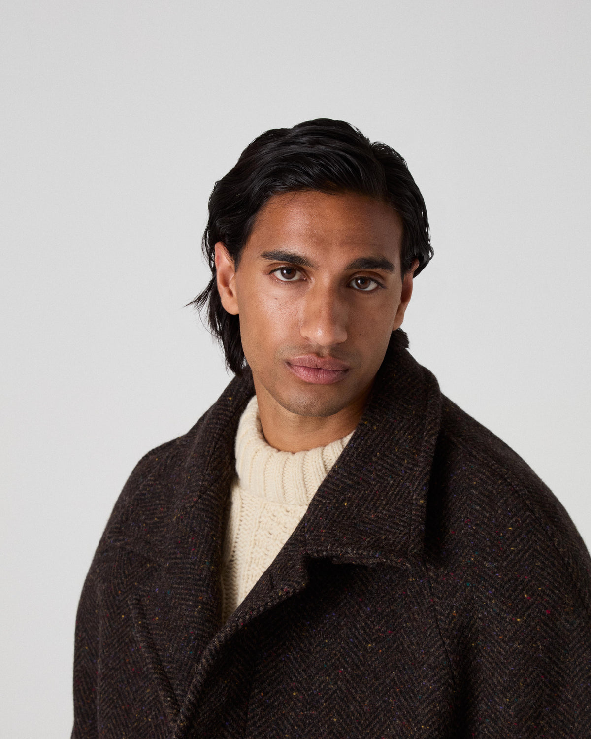 Nelson II Tweed Raglan Coat - Brown/Camel Berg & Berg