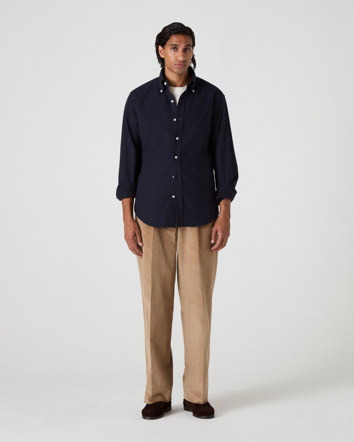 Ferdinand Brushed Twill Shirt - Navy Berg & Berg