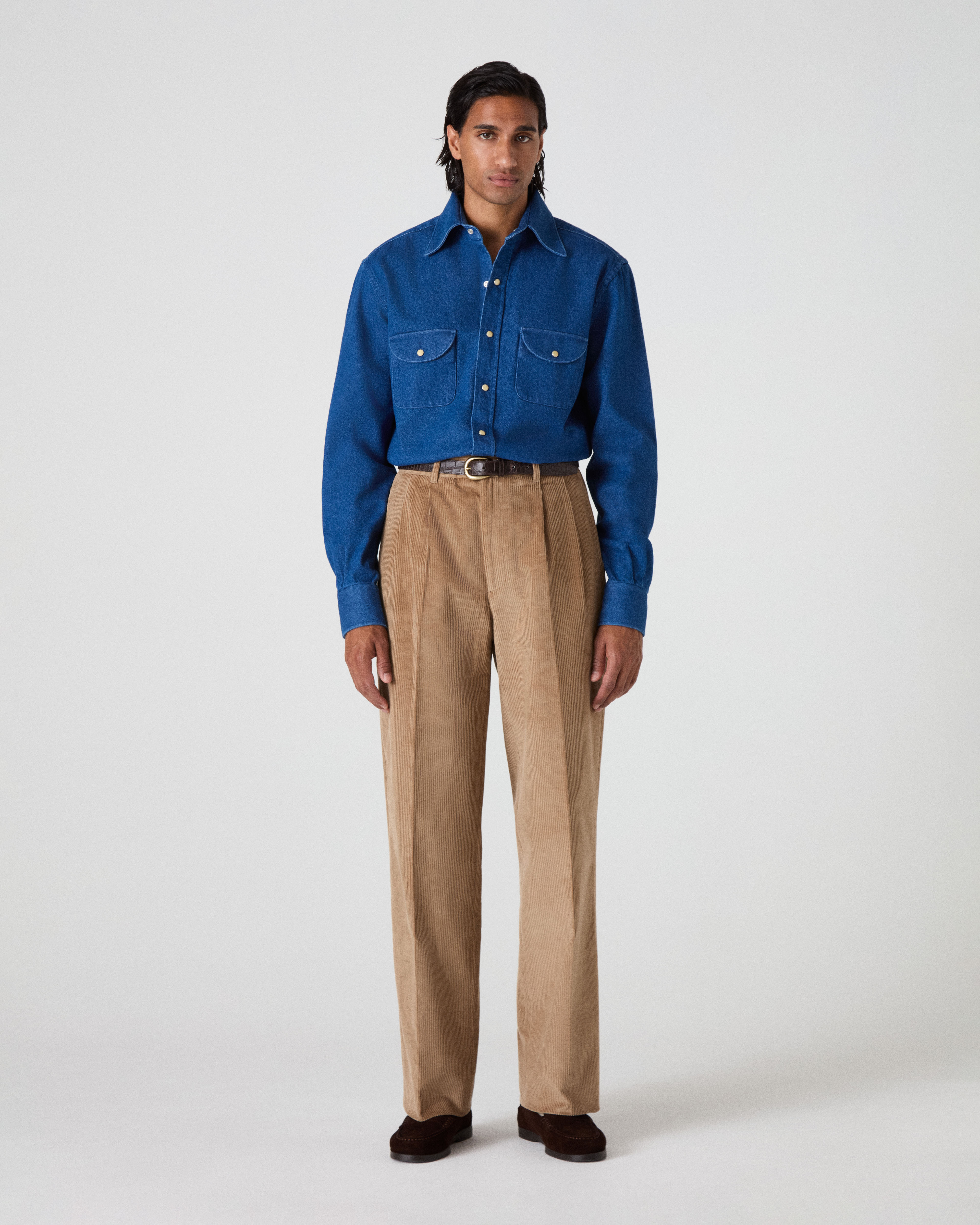 Fernando Western Shirt - Mid Blue Wash Berg & Berg