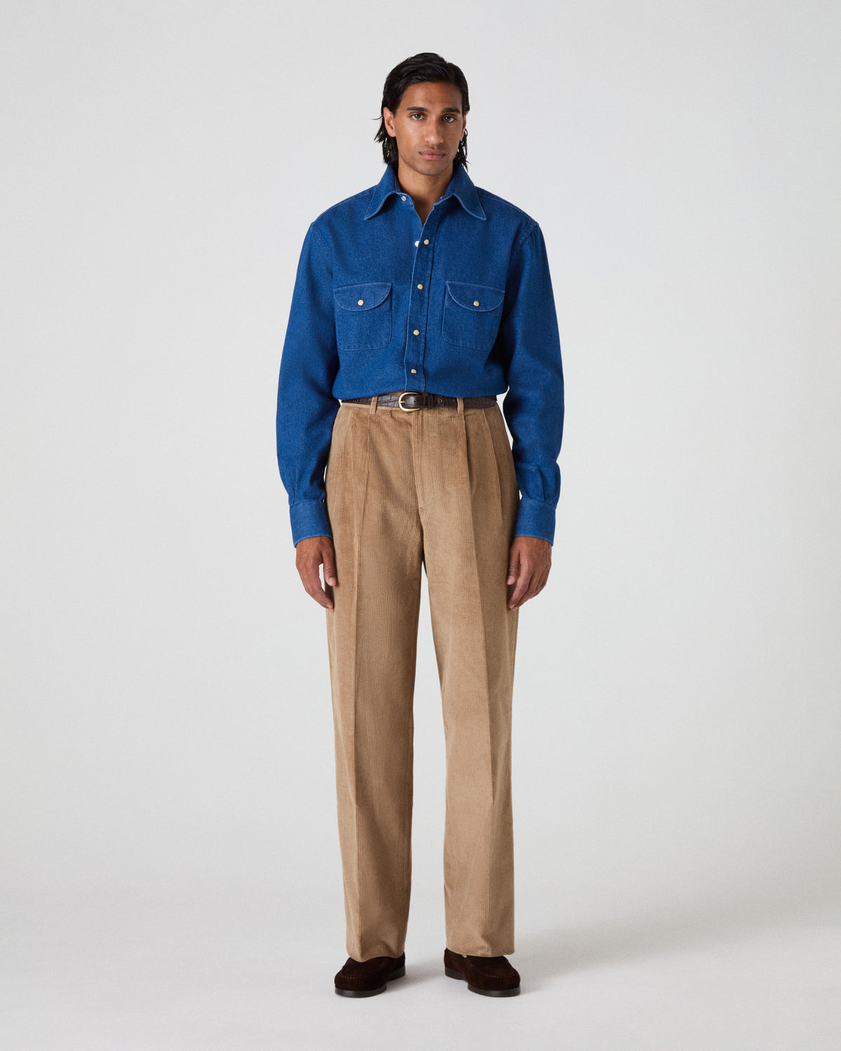 Fernando Western Shirt - Mid Blue Wash Berg & Berg