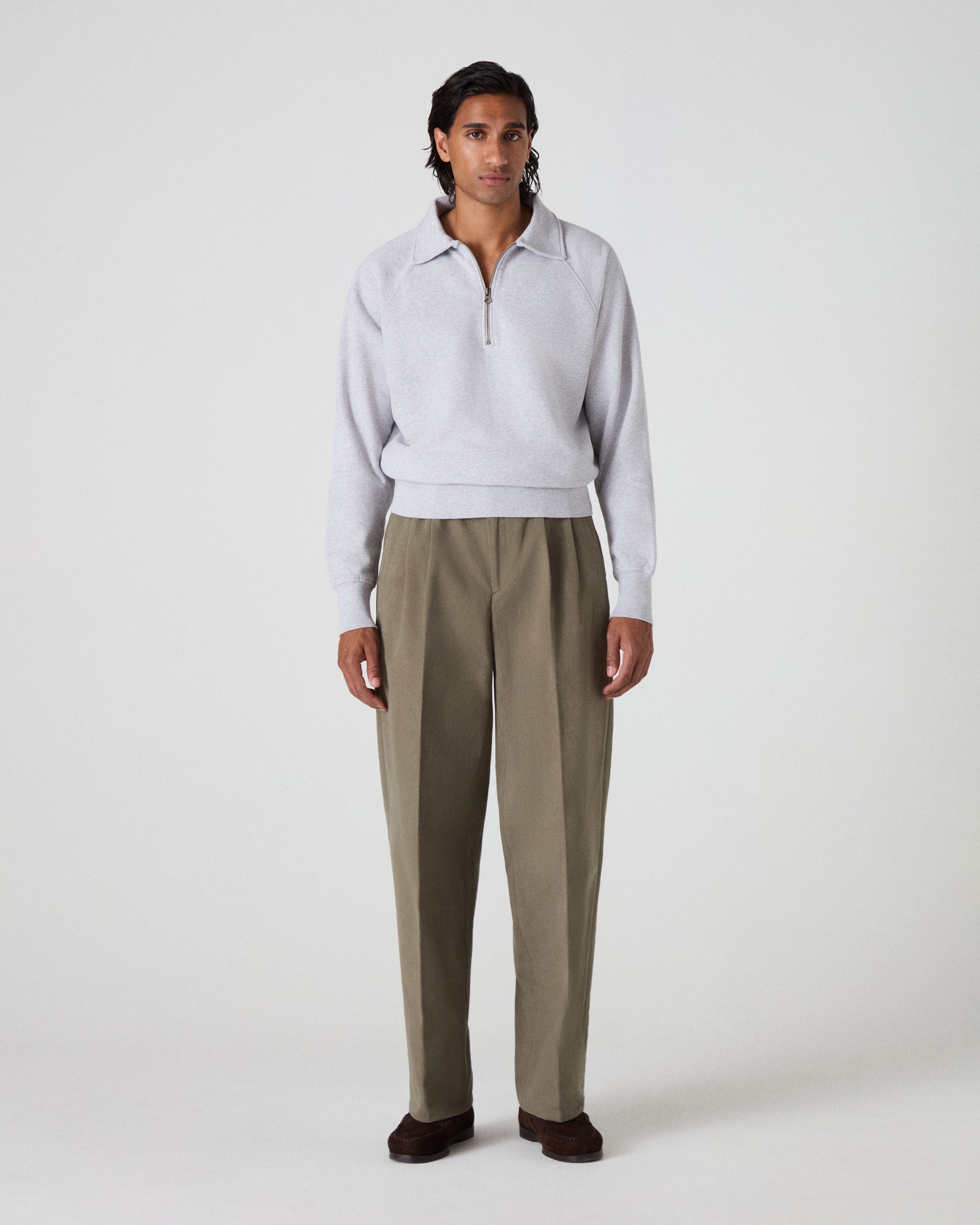 Truls Quarter Zip Raglan Sweatshirt - Grey Melange Berg & Berg
