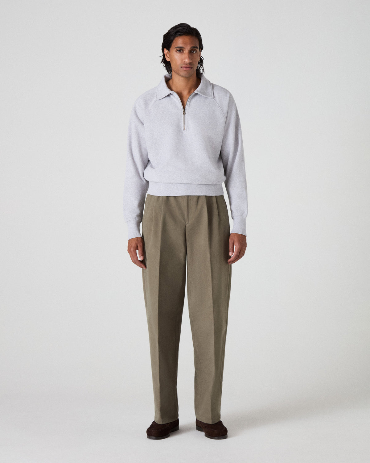 Truls Quarter Zip Raglan Sweatshirt - Grey Melange Berg & Berg