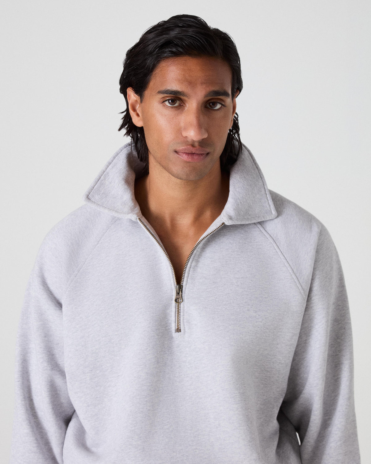Truls Quarter Zip Raglan Sweatshirt - Grey Melange Berg & Berg
