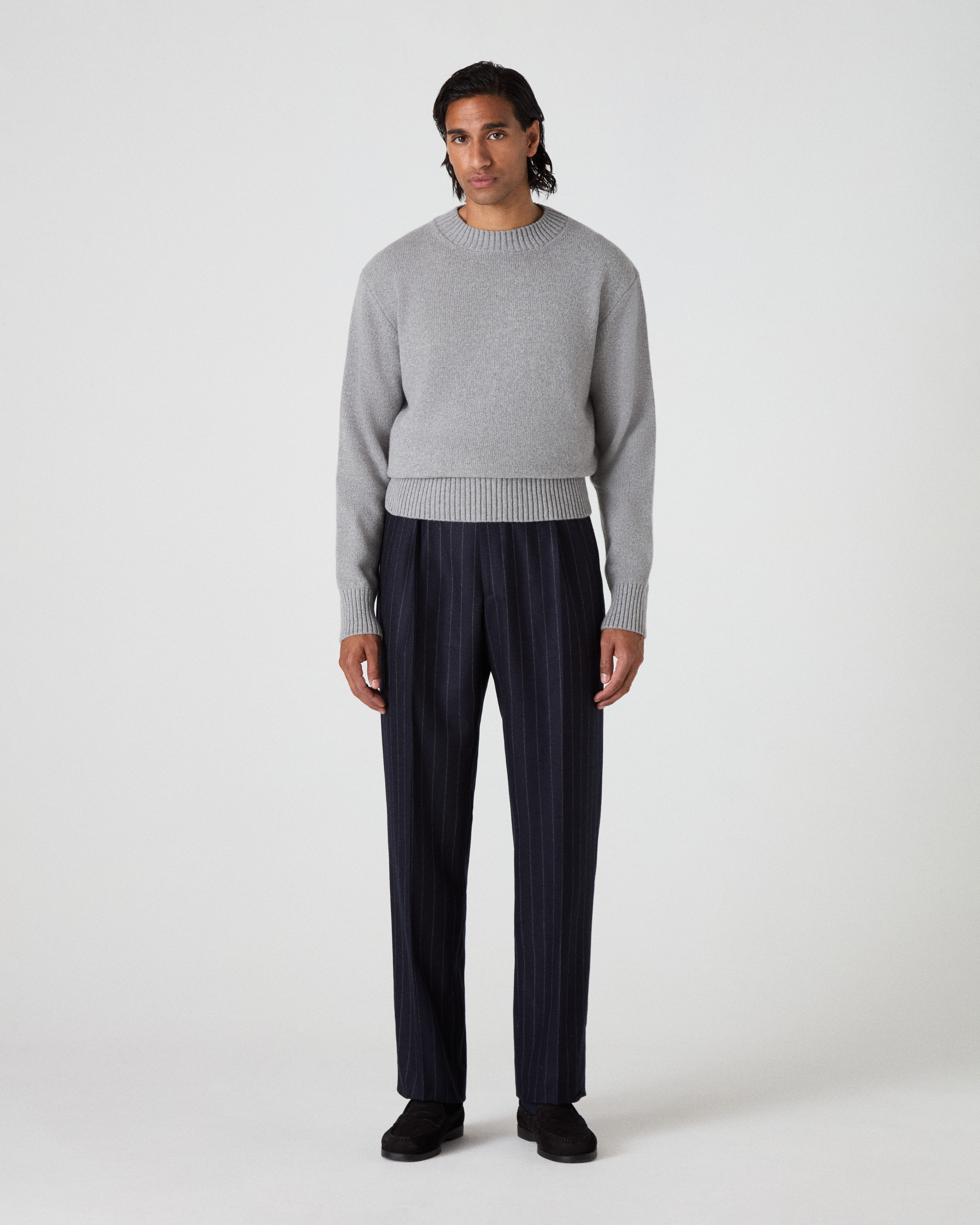 Ben Cashmere Sweater - Light Grey Melange bergbergstore
