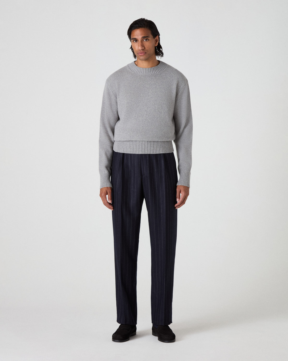 Ben Cashmere Sweater - Light Grey Melange bergbergstore