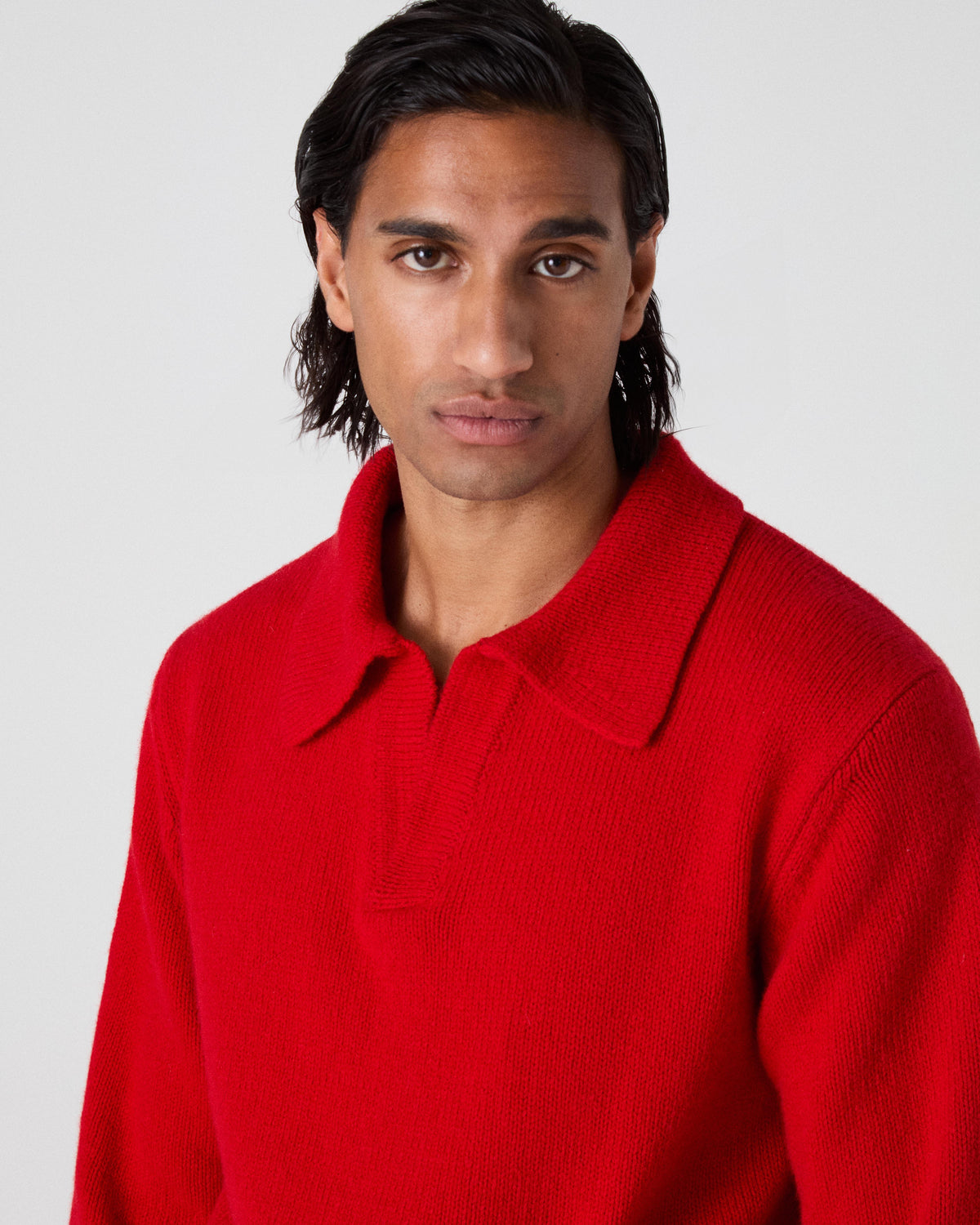 Benny Wool/Cashmere Polo - Barn Red bergbergstore