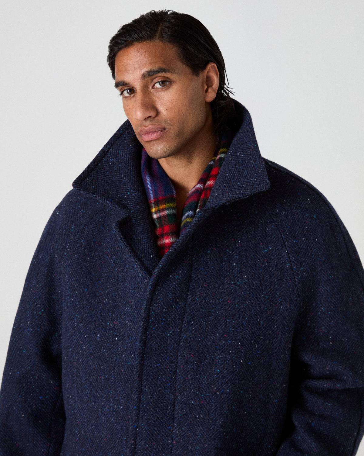 Nelson II Tweed Raglan Coat - Navy Berg & Berg
