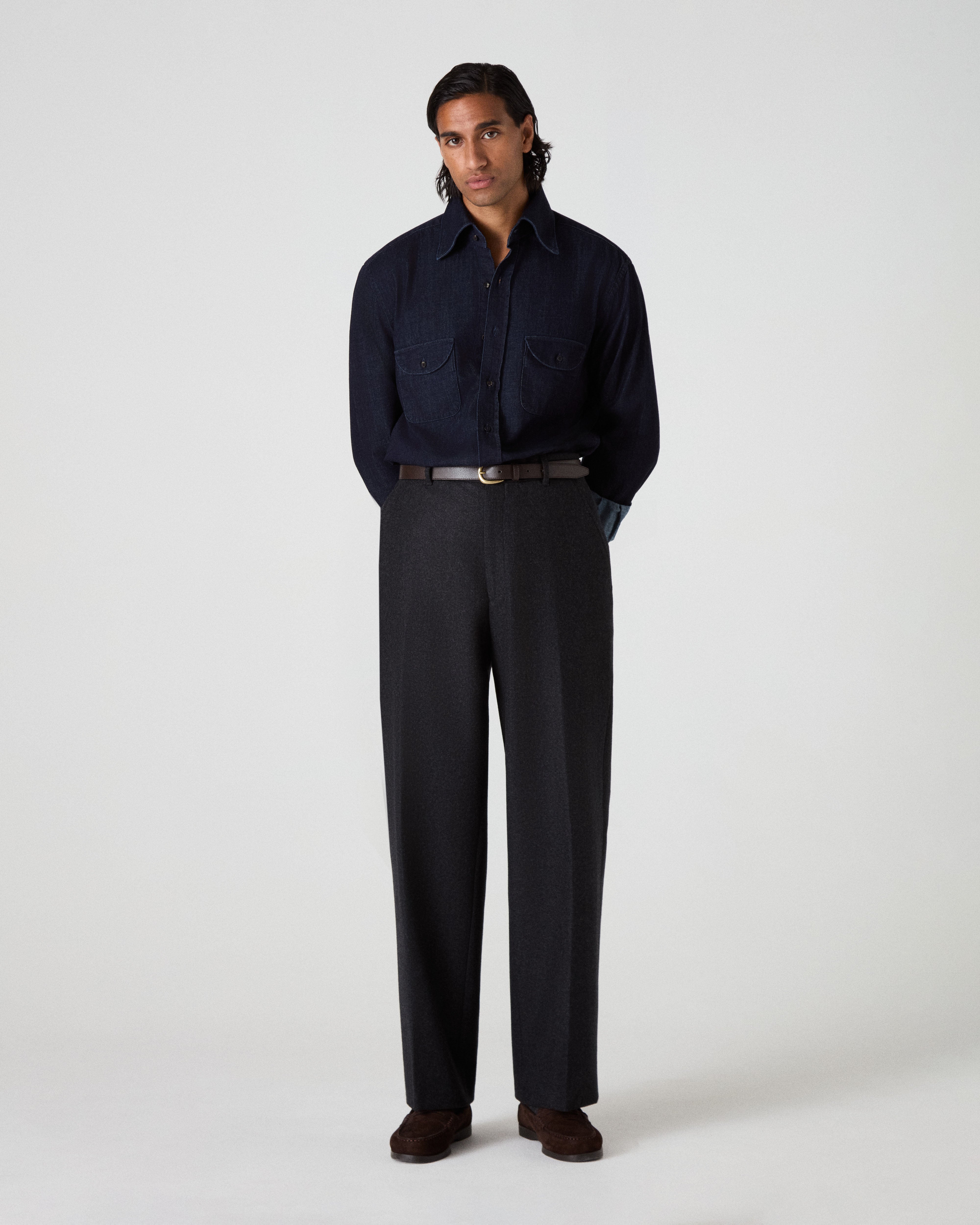 Alfredo Flannel Trousers - Charcoal Berg & Berg